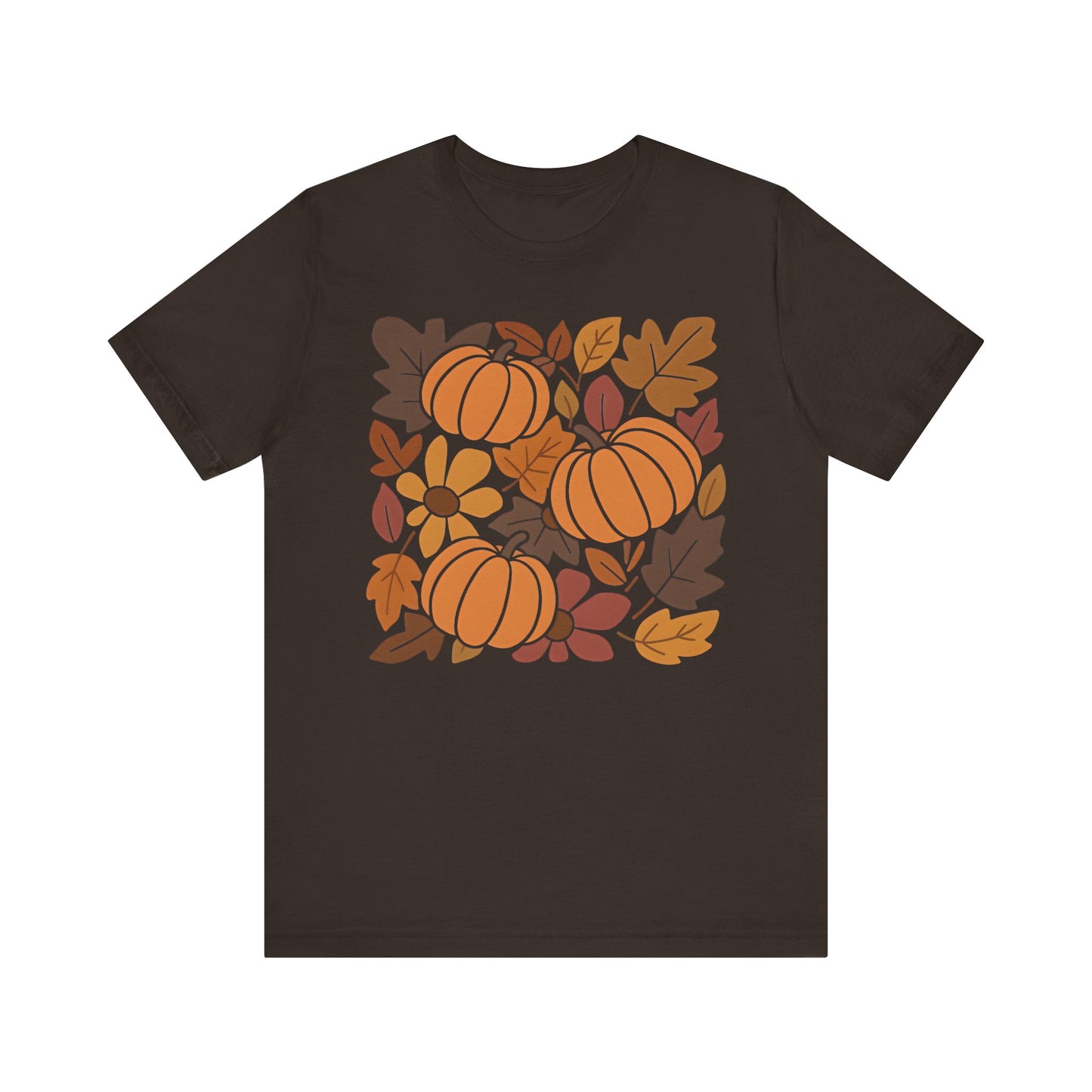 Pumpkin Floral Leaves Graphic Tee