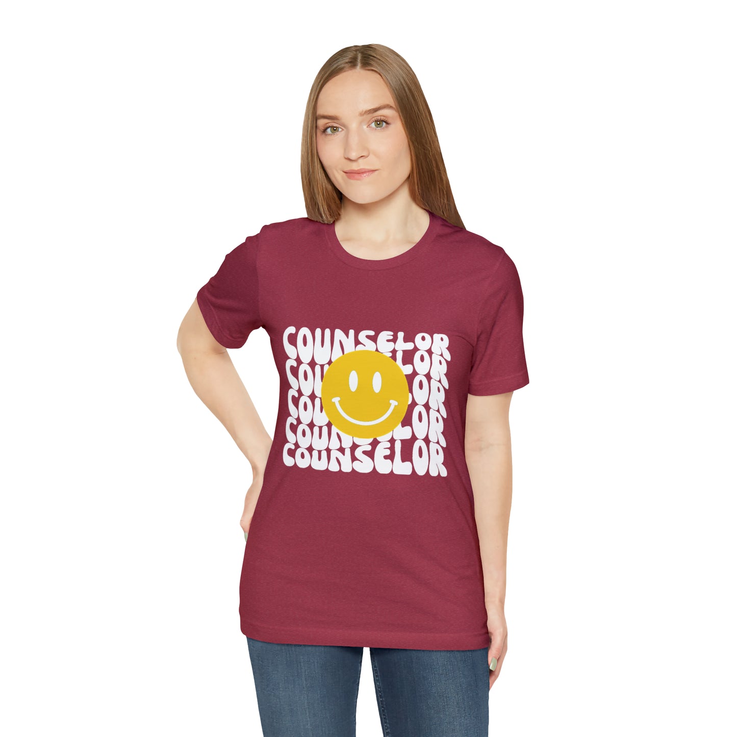 Happy Counselor Unisex Jersey Short Sleeve Tee in White