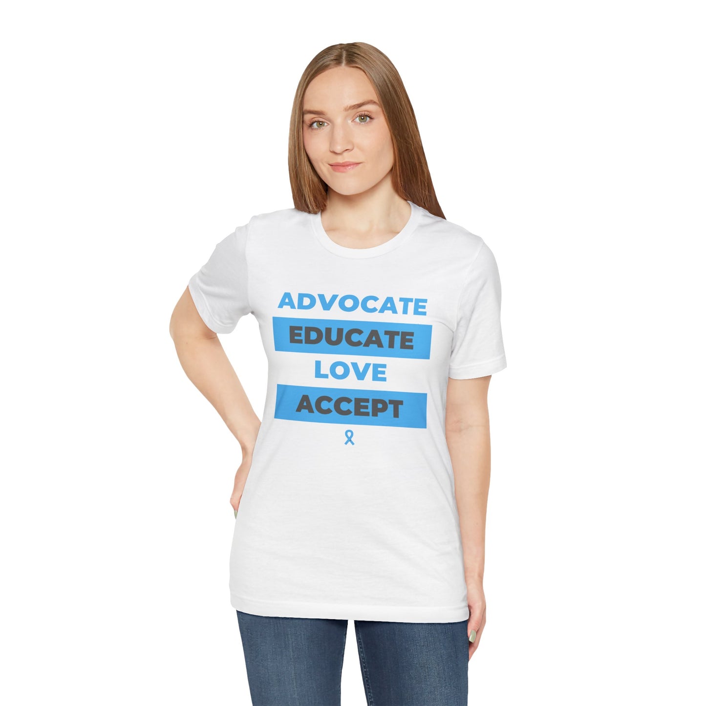 Advocate Educate Love Accept Unisex Jersey Short Sleeve Tee