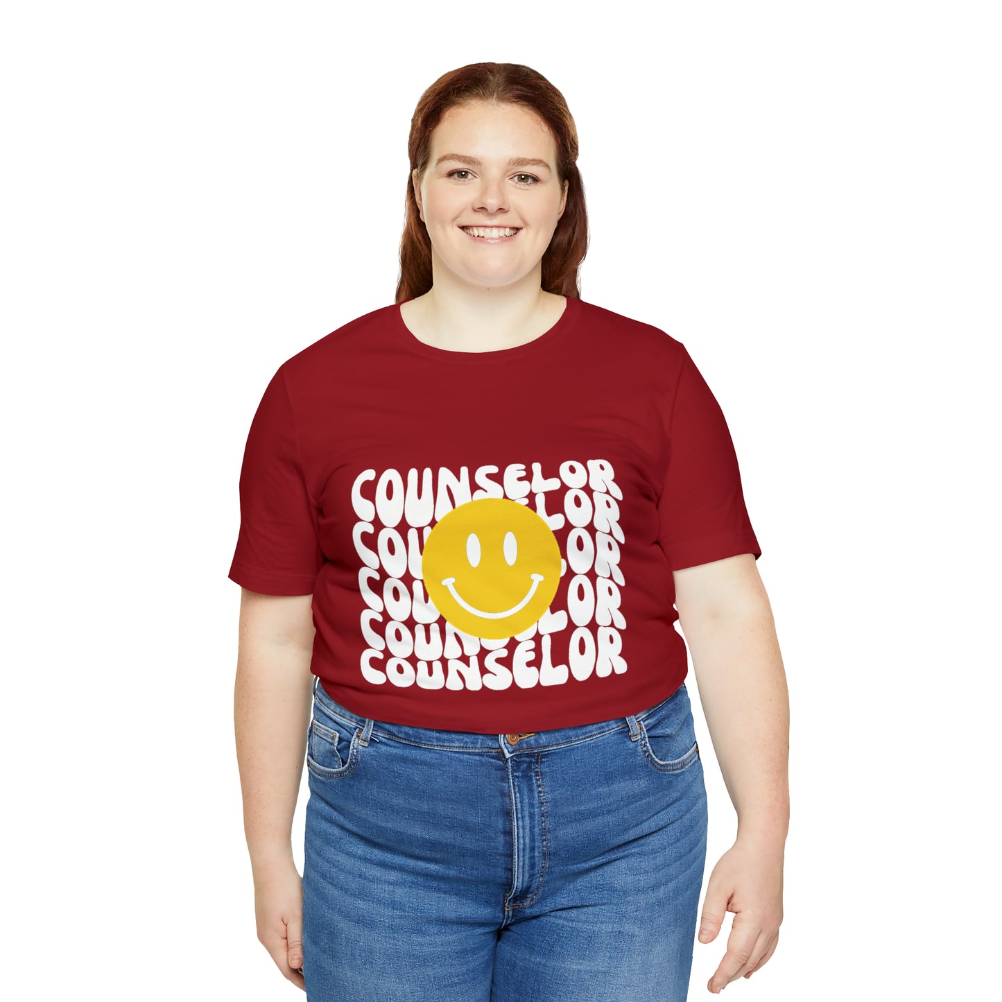 Happy Counselor Unisex Jersey Short Sleeve Tee in White