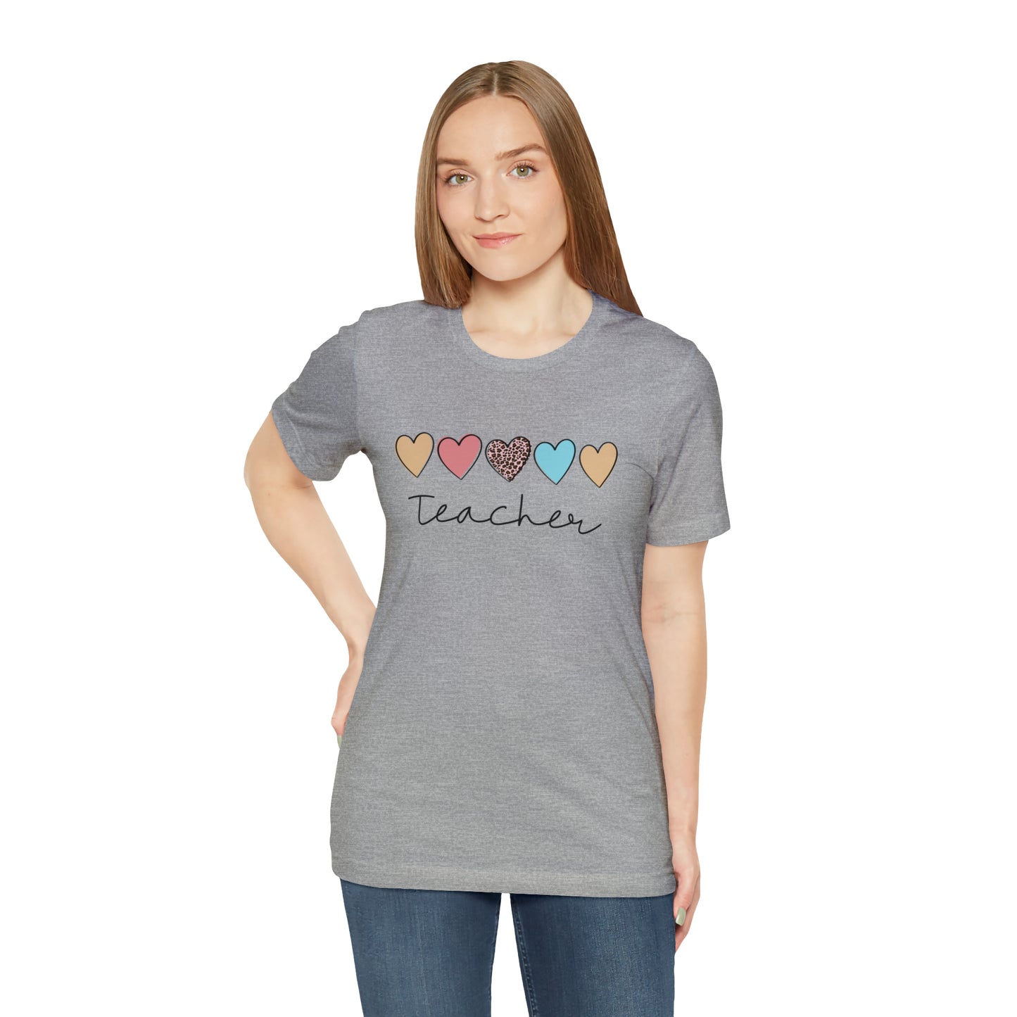 Teacher with Hearts Unisex Jersey Short Sleeve Tee