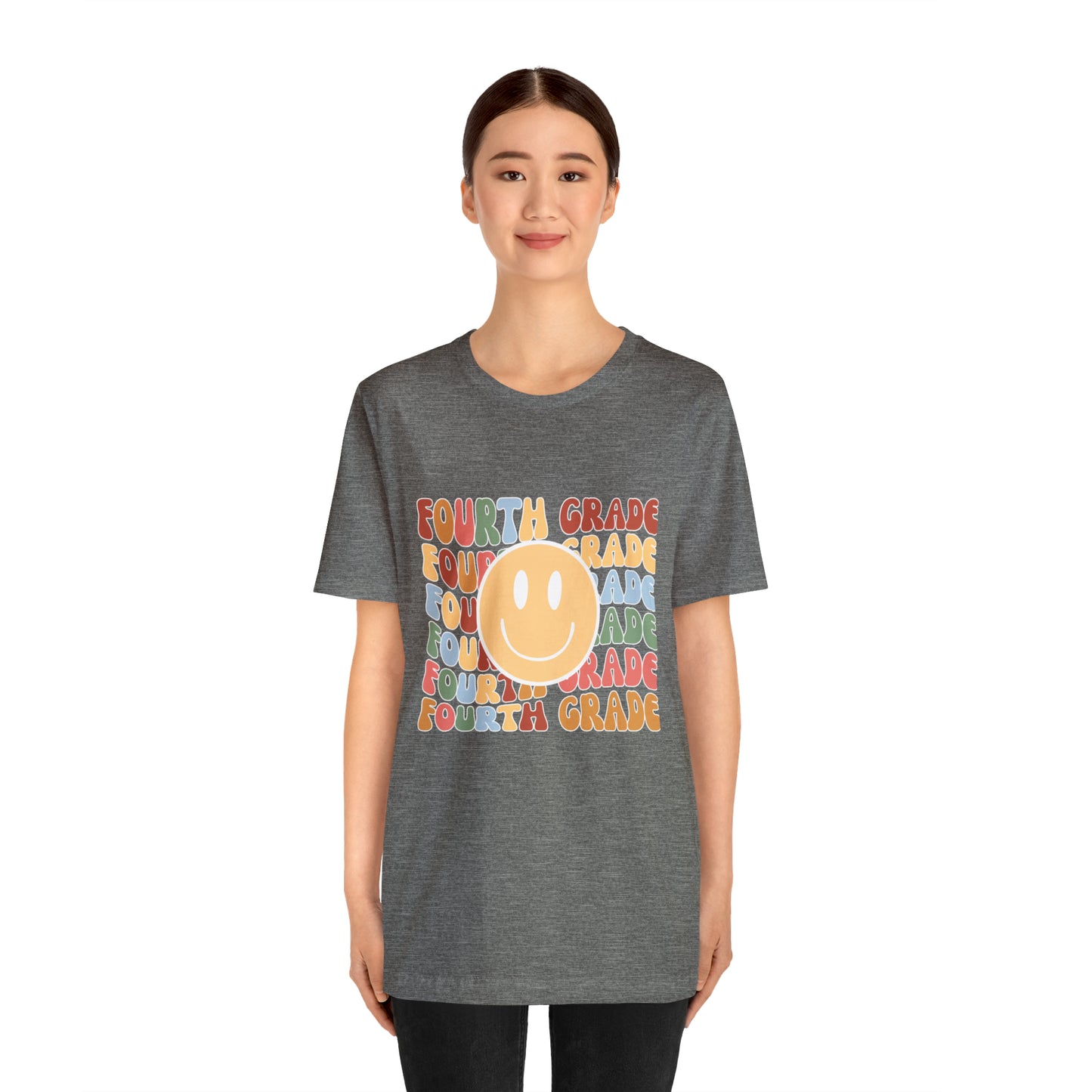 Fourth Grade Smiley Retro Print Unisex Jersey Short Sleeve Tee
