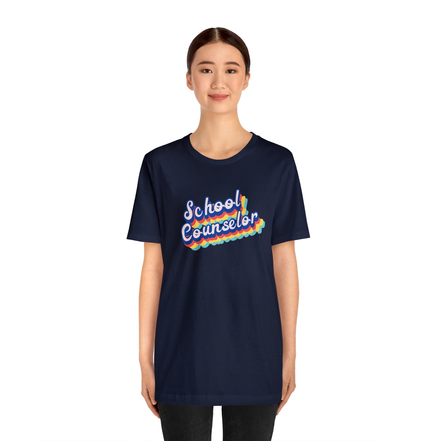 School Counselor Retro Cursive Unisex Jersey Short Sleeve Tee