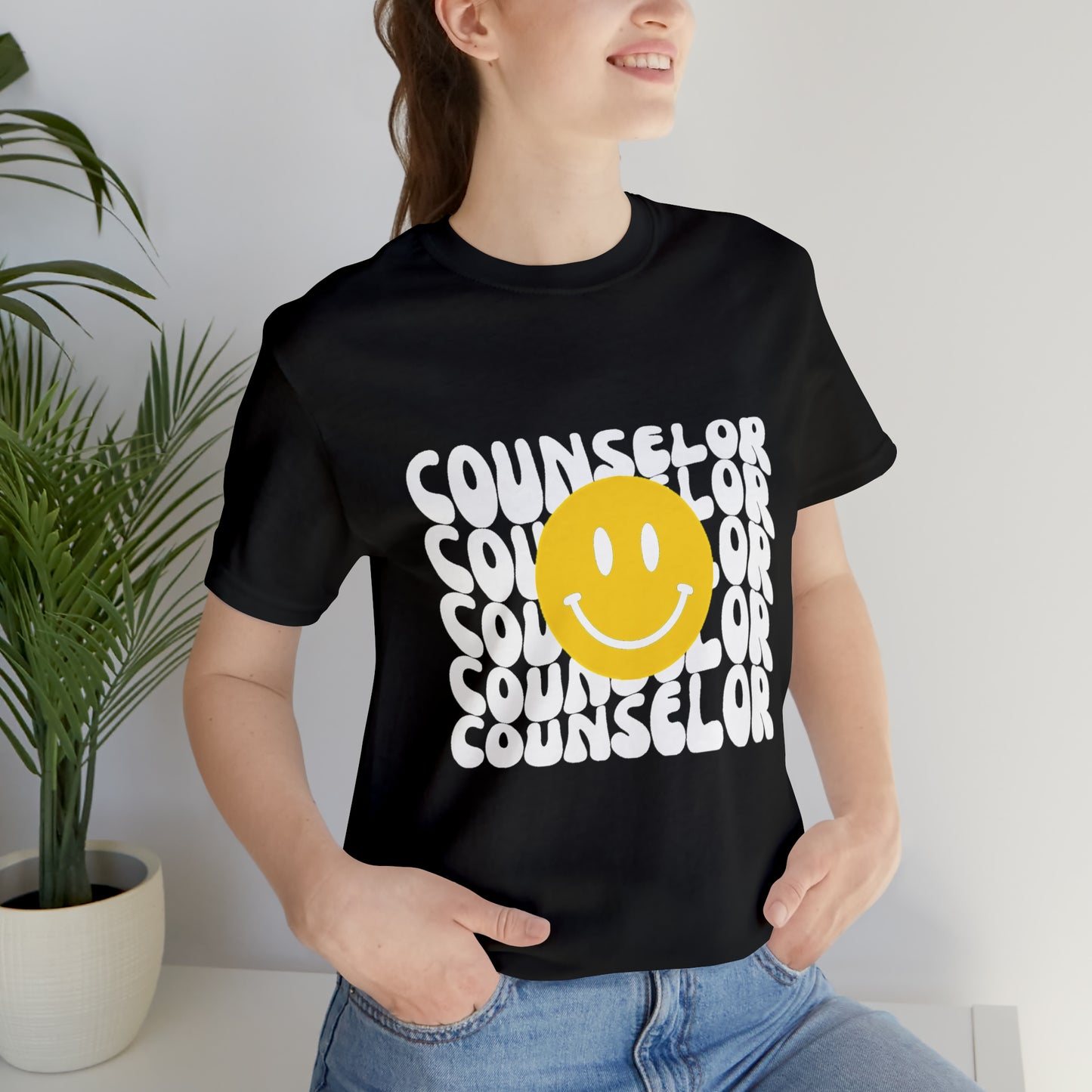 Happy Counselor Unisex Jersey Short Sleeve Tee in White