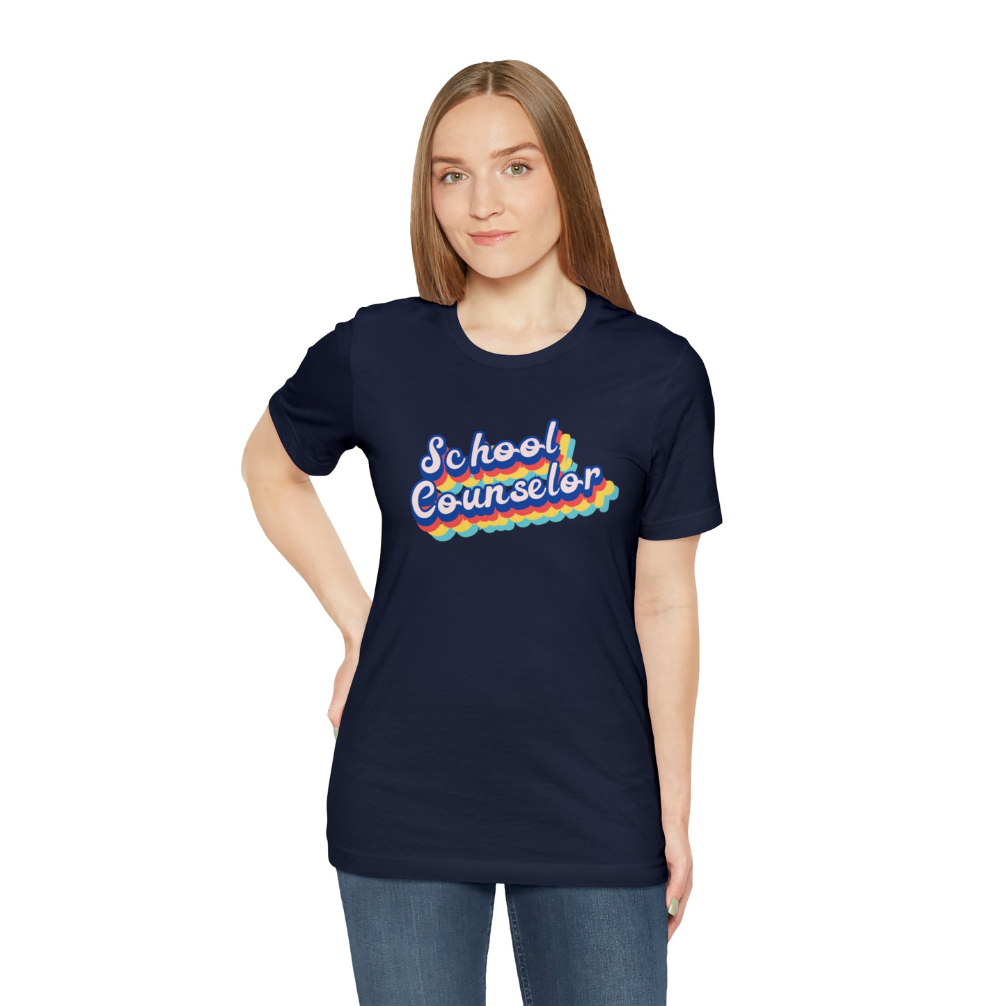 School Counselor Retro Cursive Unisex Jersey Short Sleeve Tee