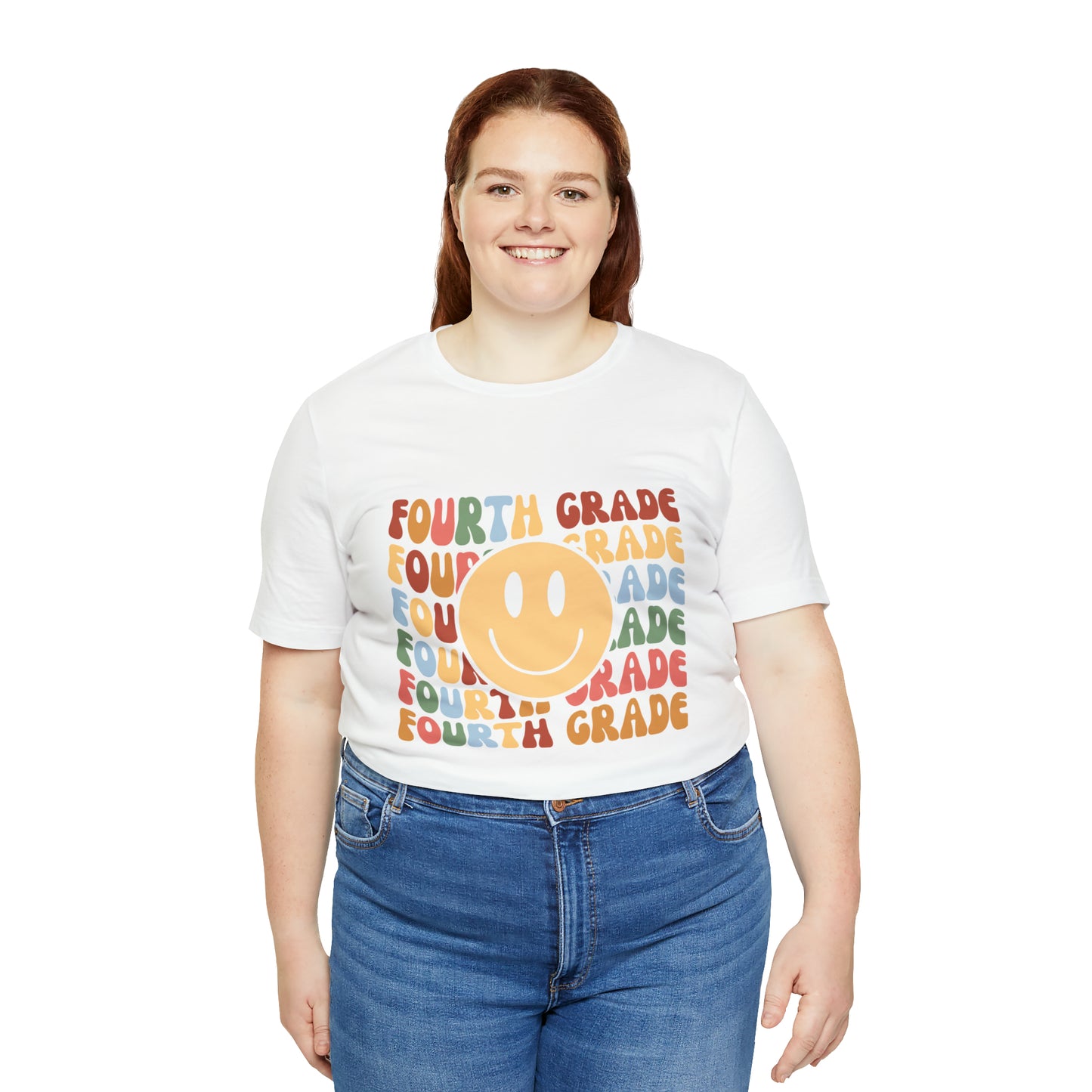 Fourth Grade Smiley Retro Print Unisex Jersey Short Sleeve Tee