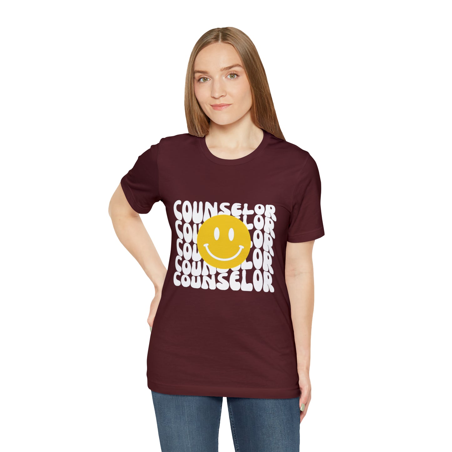 Happy Counselor Unisex Jersey Short Sleeve Tee in White