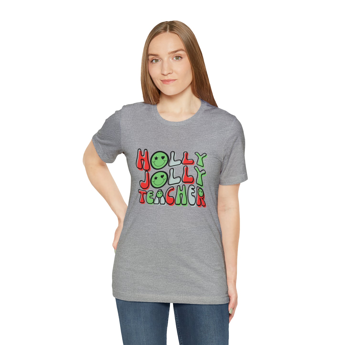 Holly Jolly Teacher Smiley Tee