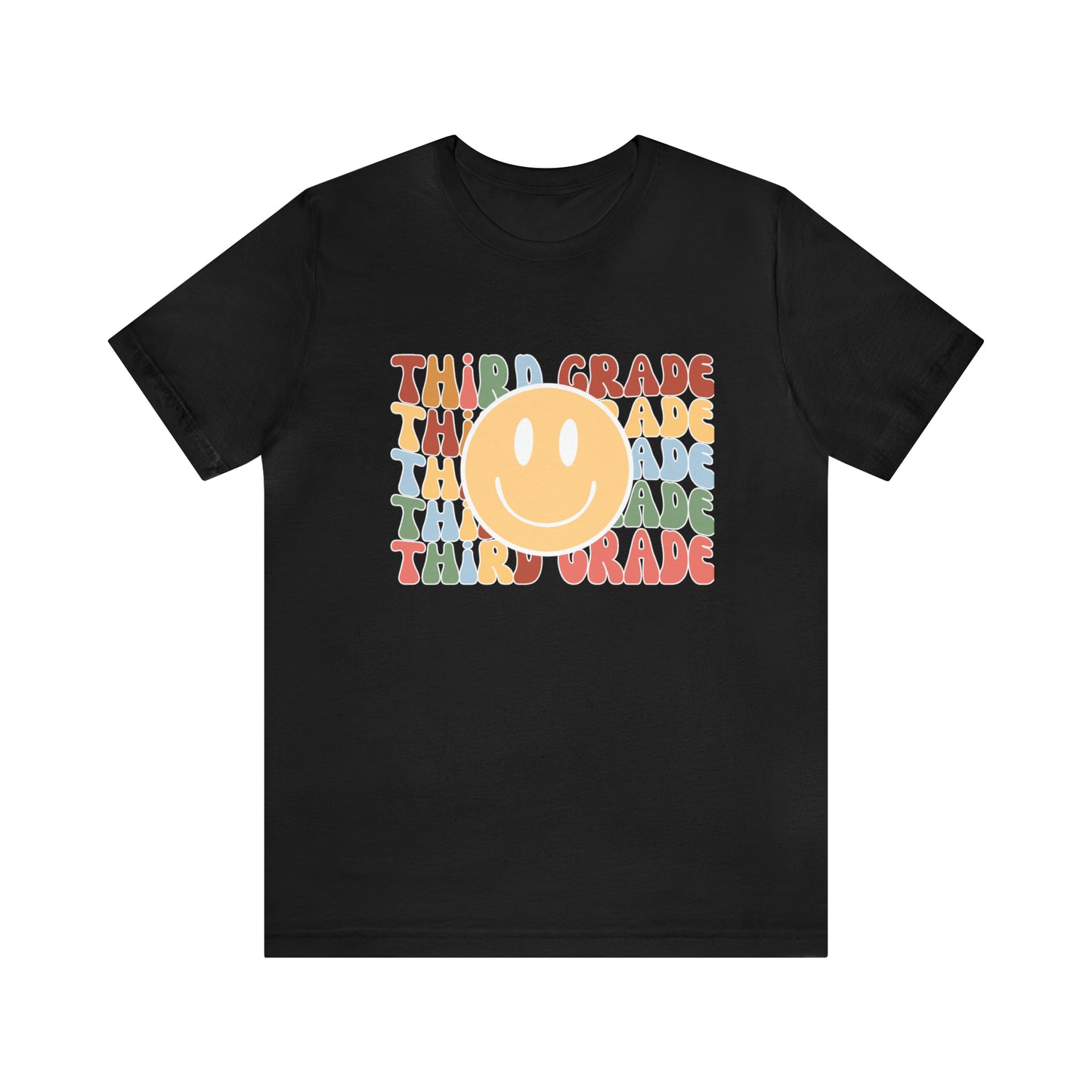 Third Grade Smiley Retro Print Unisex Jersey Short Sleeve Tee