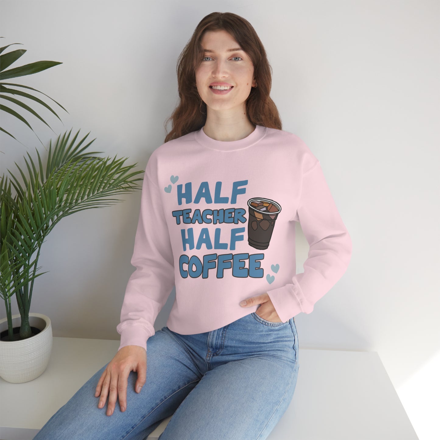 Half Teacher Half Coffee Unisex Heavy Blend™ Crewneck Sweatshirt