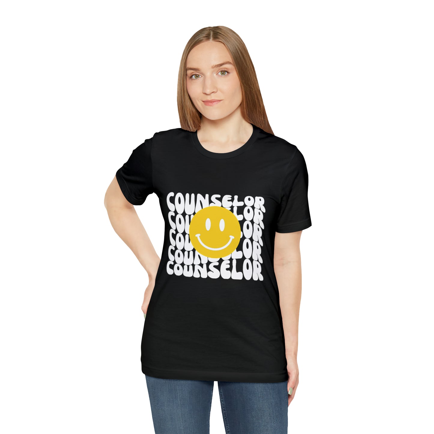 Happy Counselor Unisex Jersey Short Sleeve Tee in White