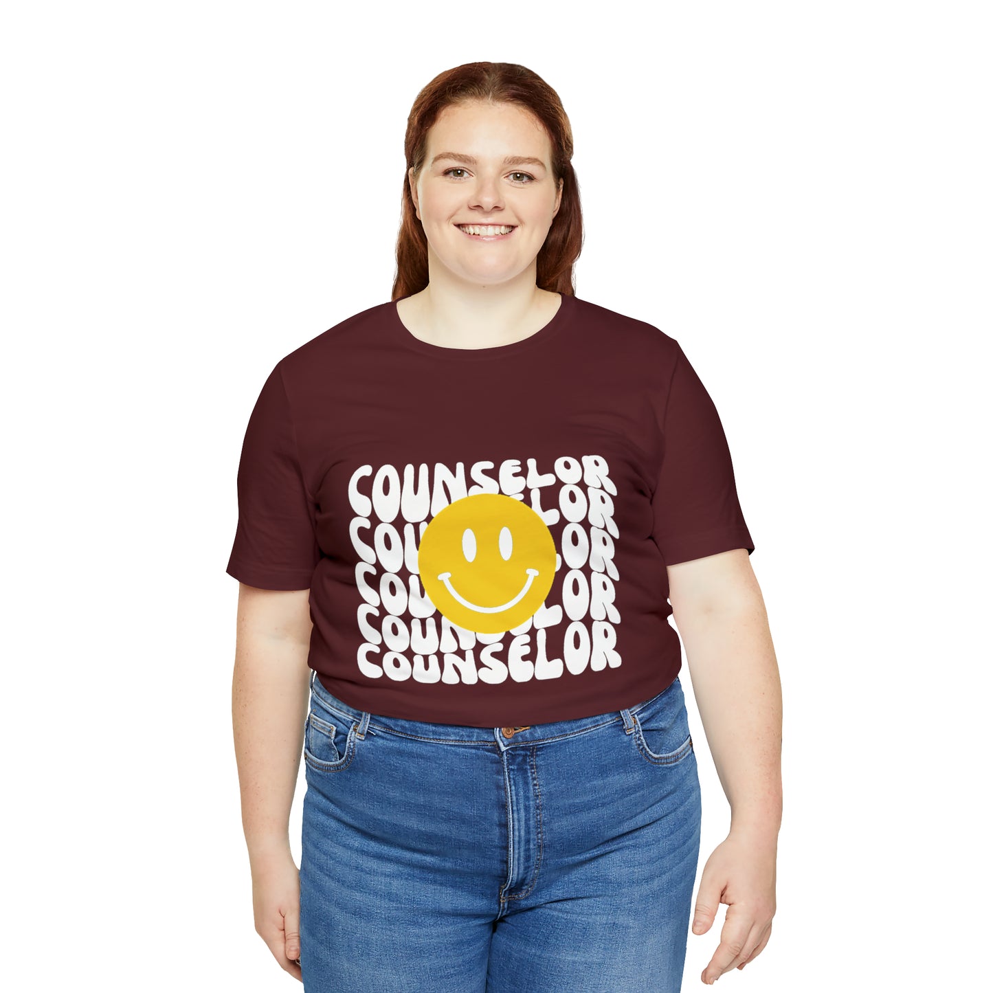 Happy Counselor Unisex Jersey Short Sleeve Tee in White