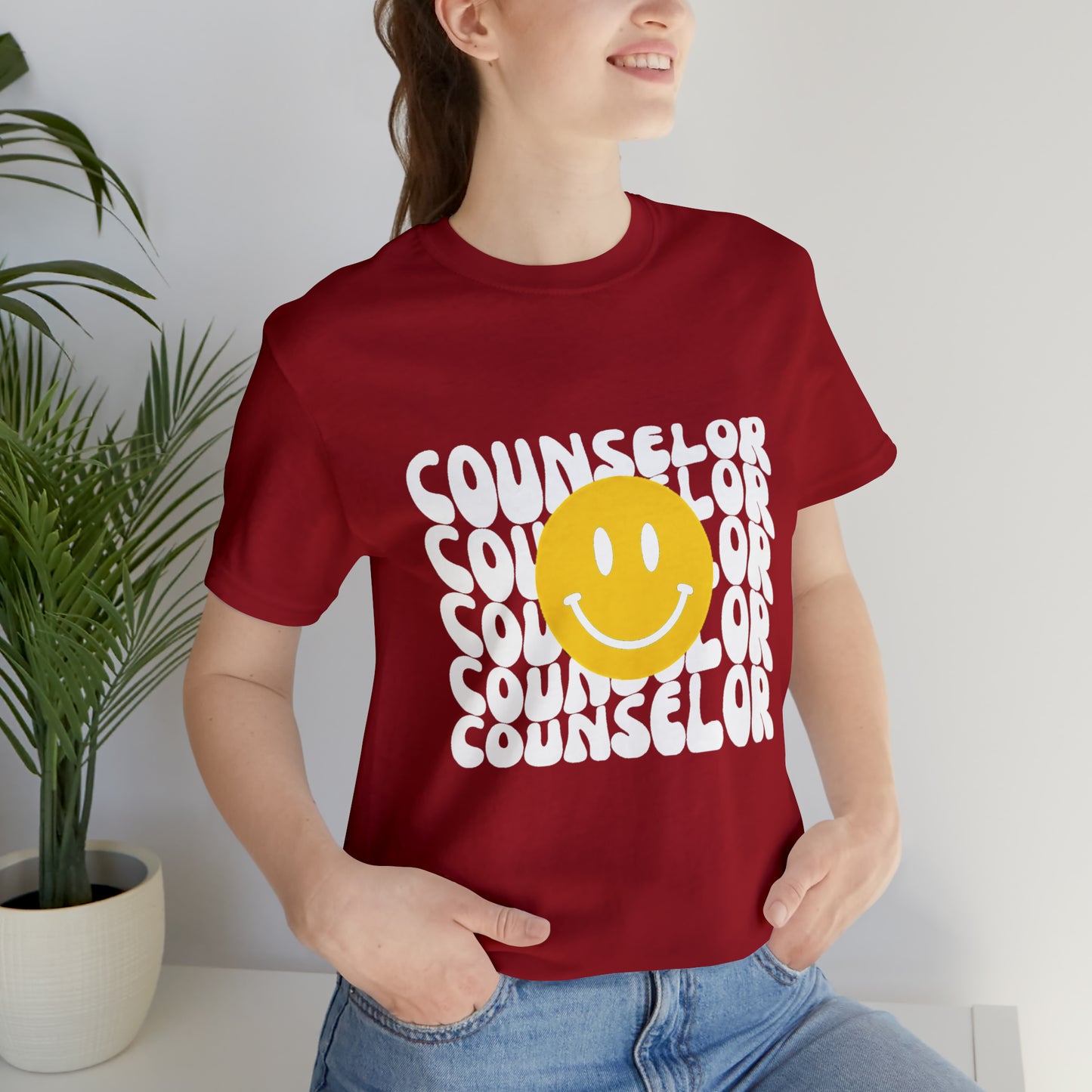 Happy Counselor Unisex Jersey Short Sleeve Tee in White
