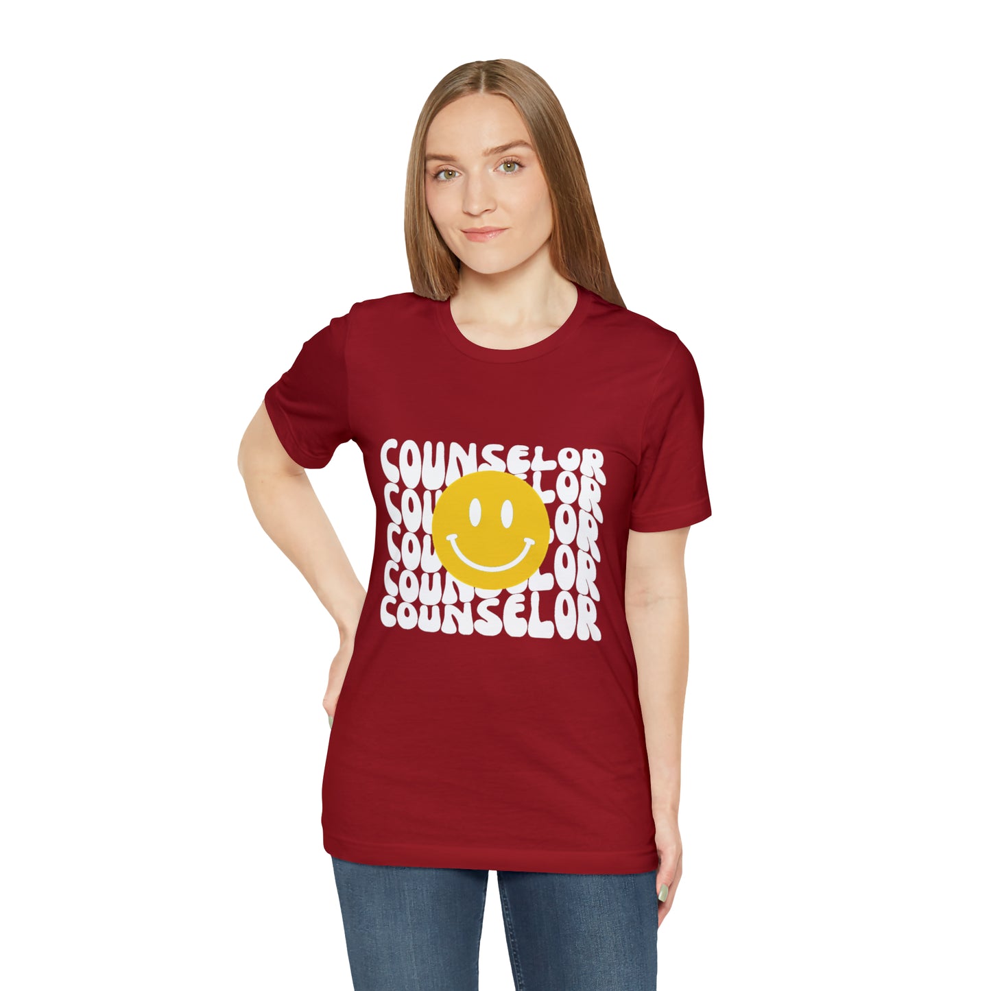 Happy Counselor Unisex Jersey Short Sleeve Tee in White