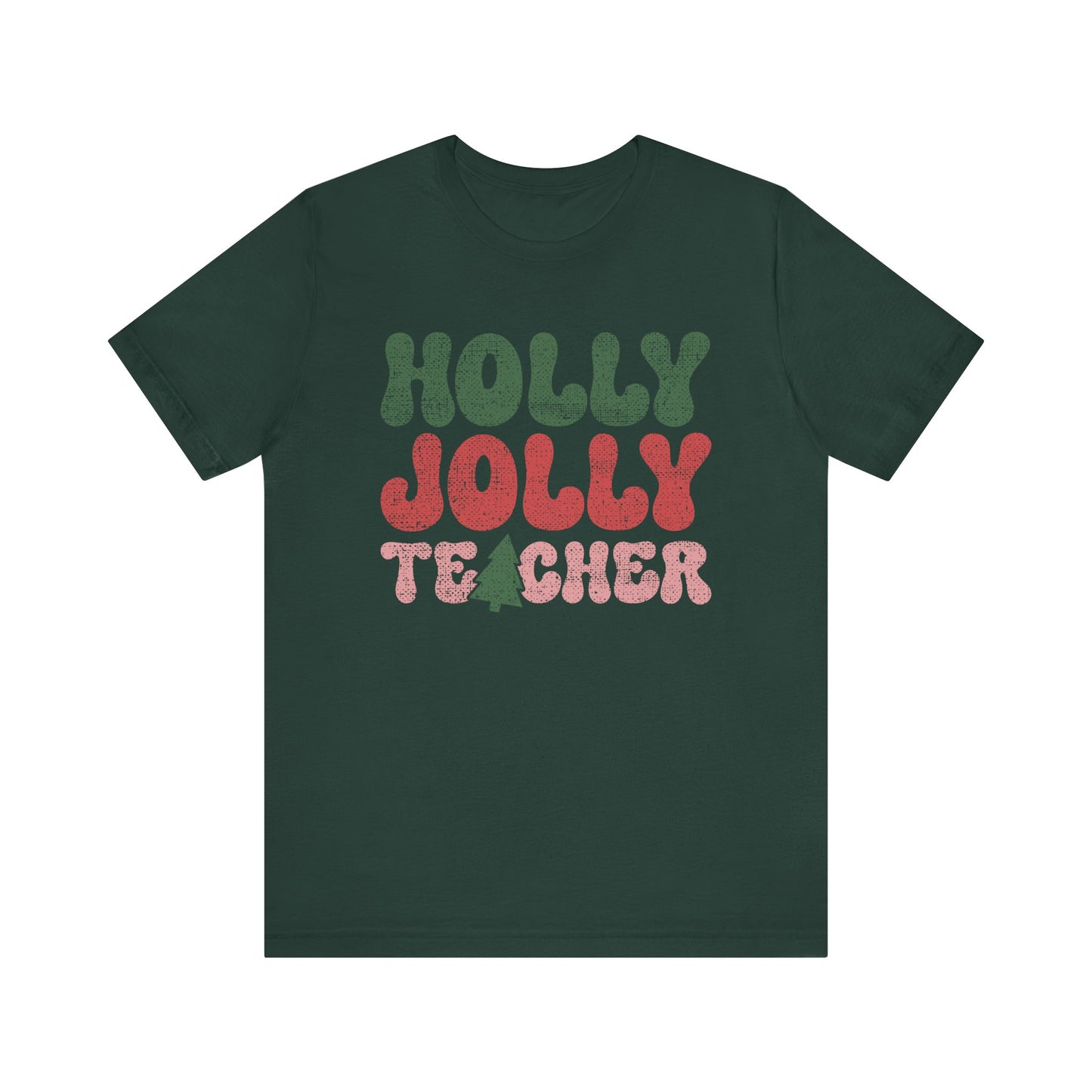 Holly Jolly Teacher Tee - Faded Text