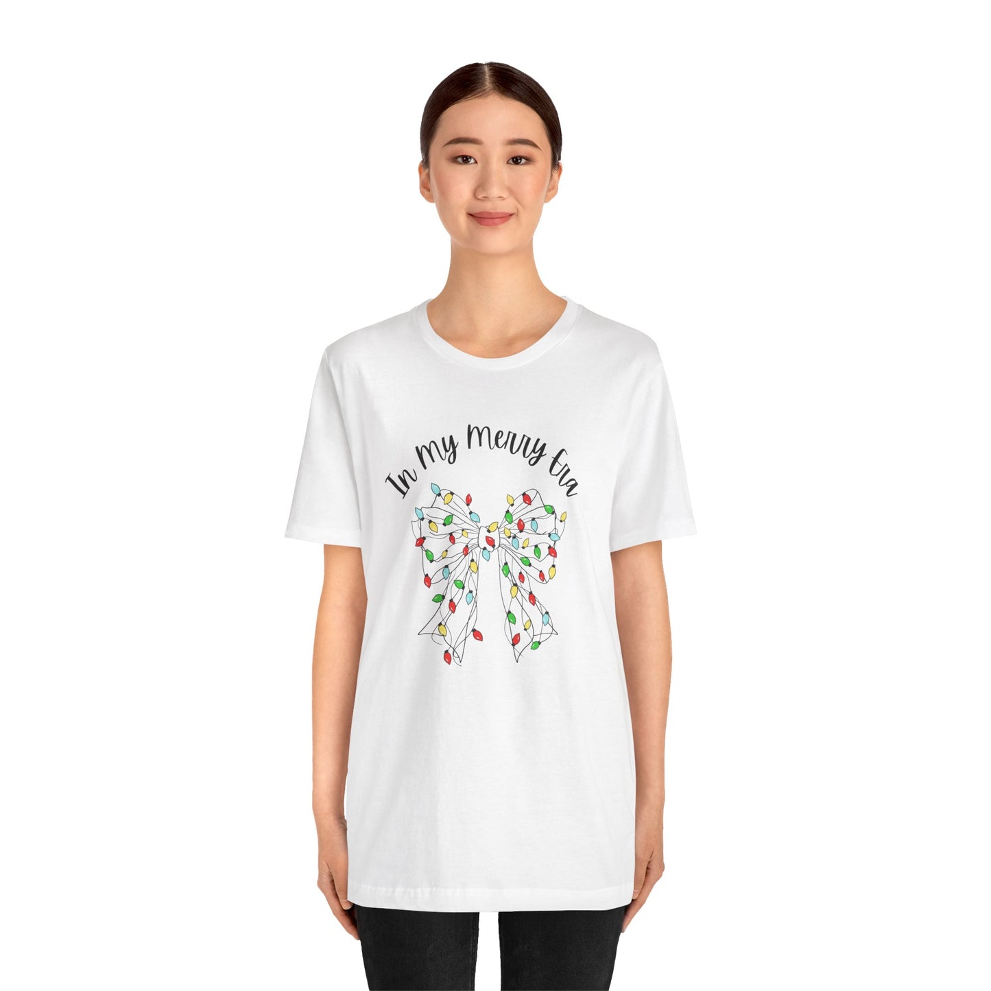 Holiday Lights Bow T-Shirt - "In My Merry Era"