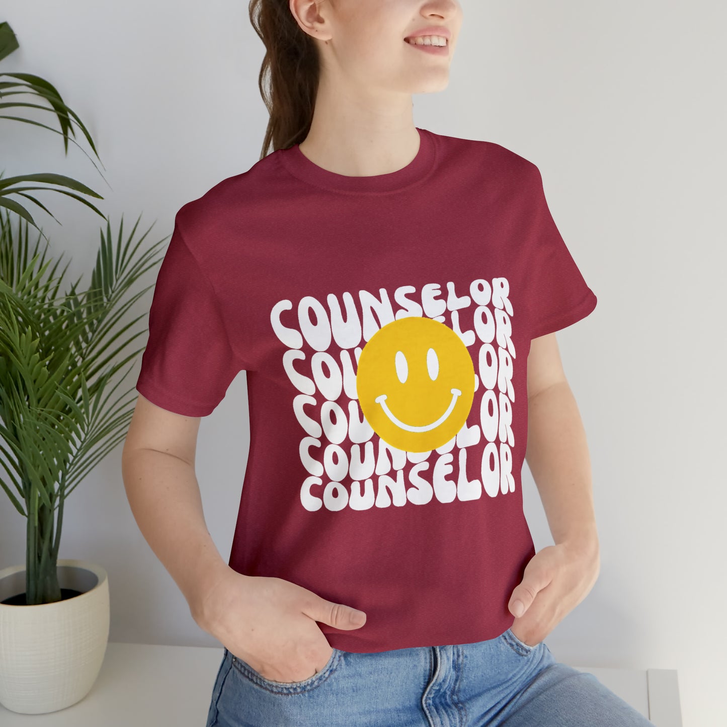 Happy Counselor Unisex Jersey Short Sleeve Tee in White