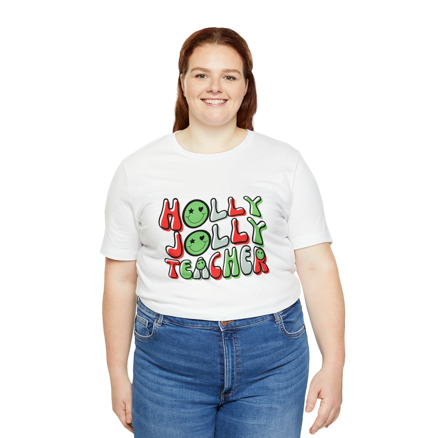 Holly Jolly Teacher Smiley Tee