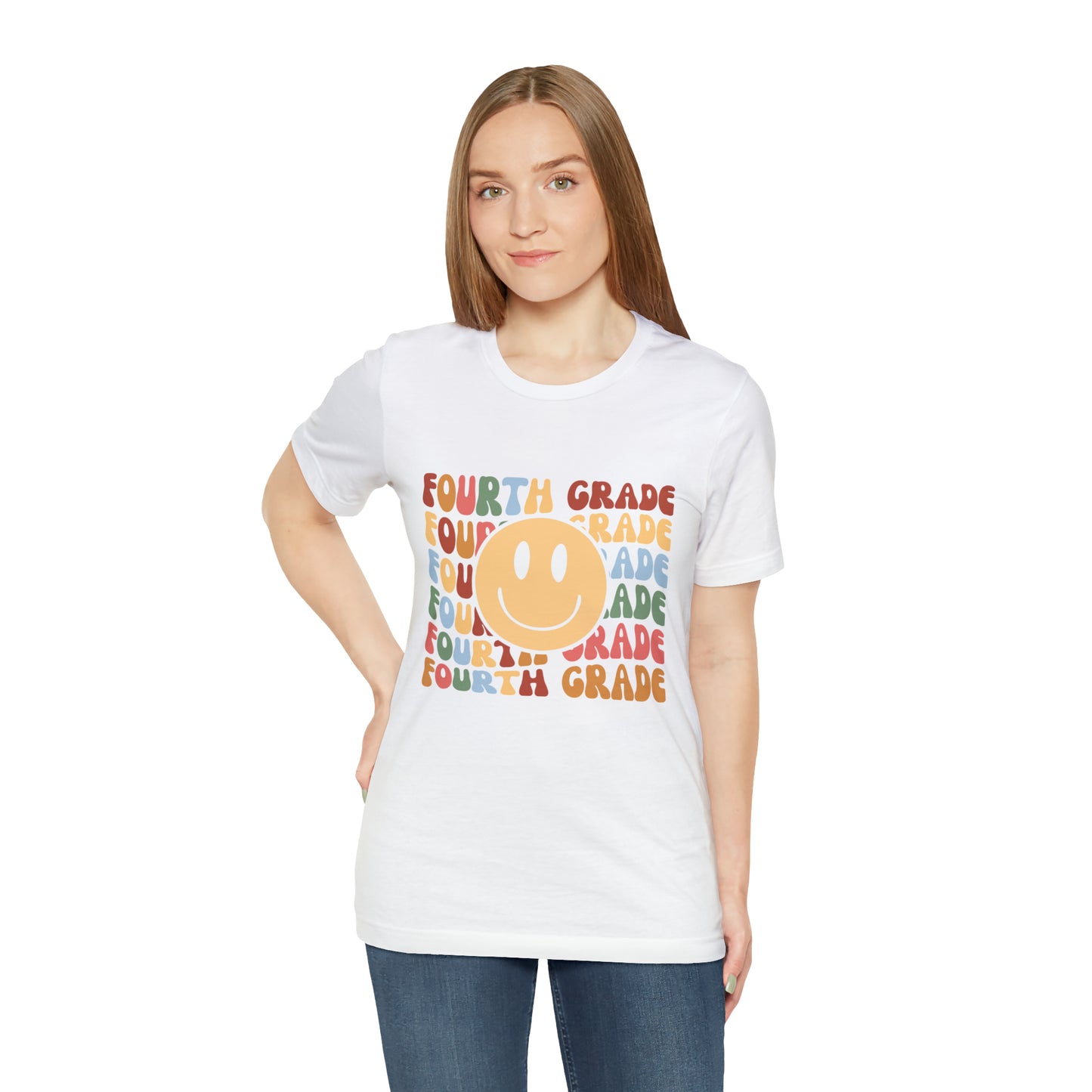Fourth Grade Smiley Retro Print Unisex Jersey Short Sleeve Tee