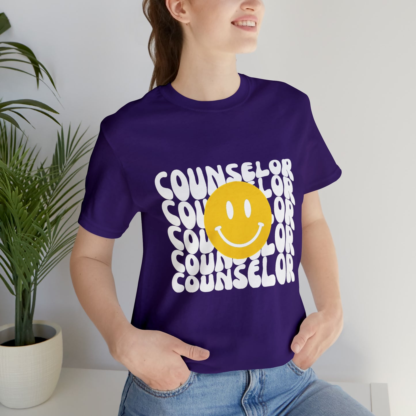 Happy Counselor Unisex Jersey Short Sleeve Tee in White