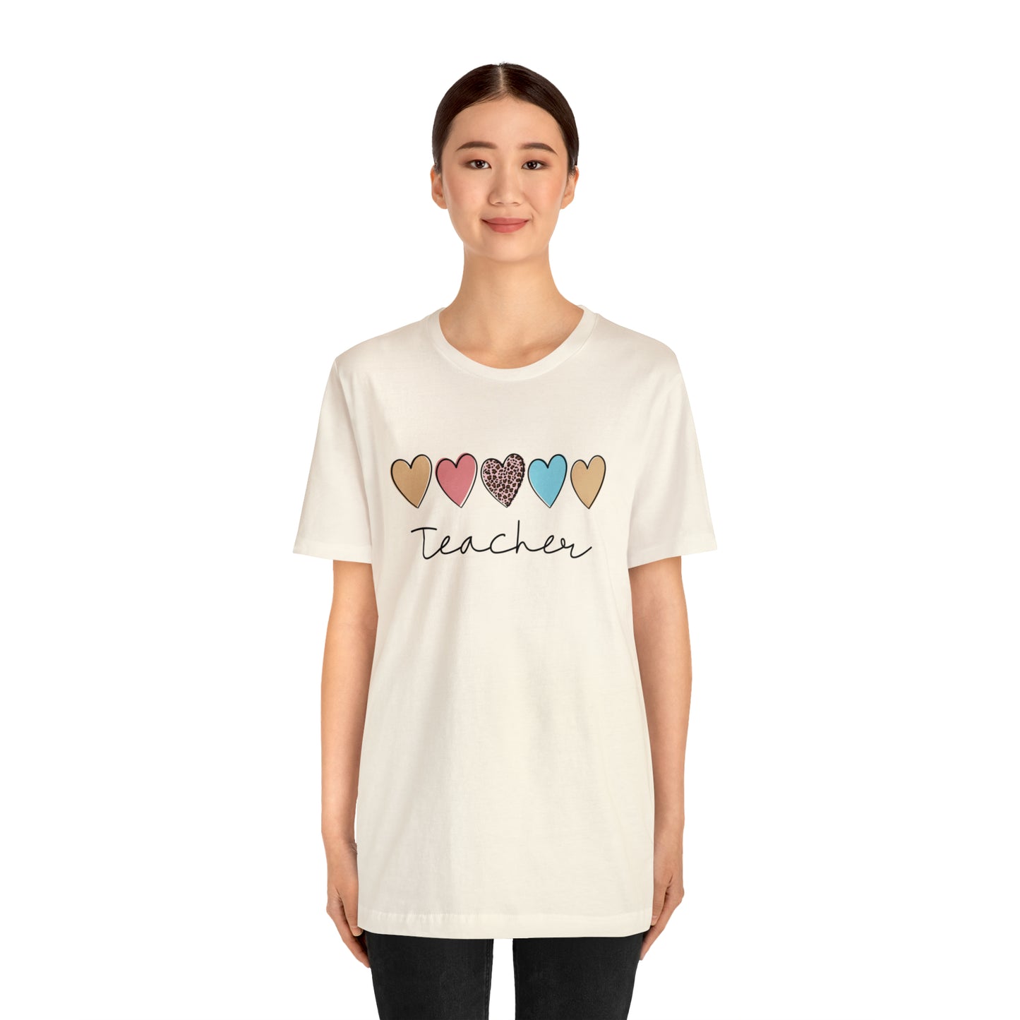 Teacher with Hearts Unisex Jersey Short Sleeve Tee