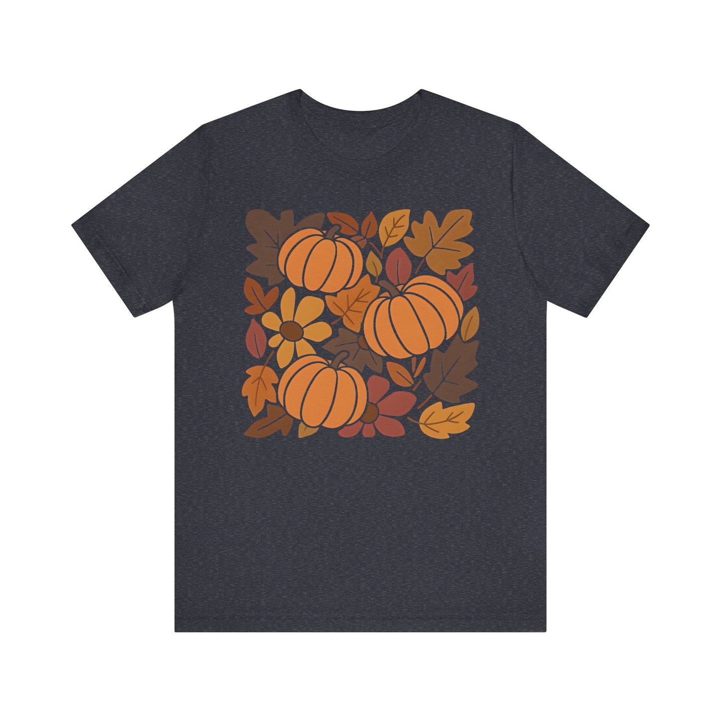 Pumpkin Floral Leaves Graphic Tee