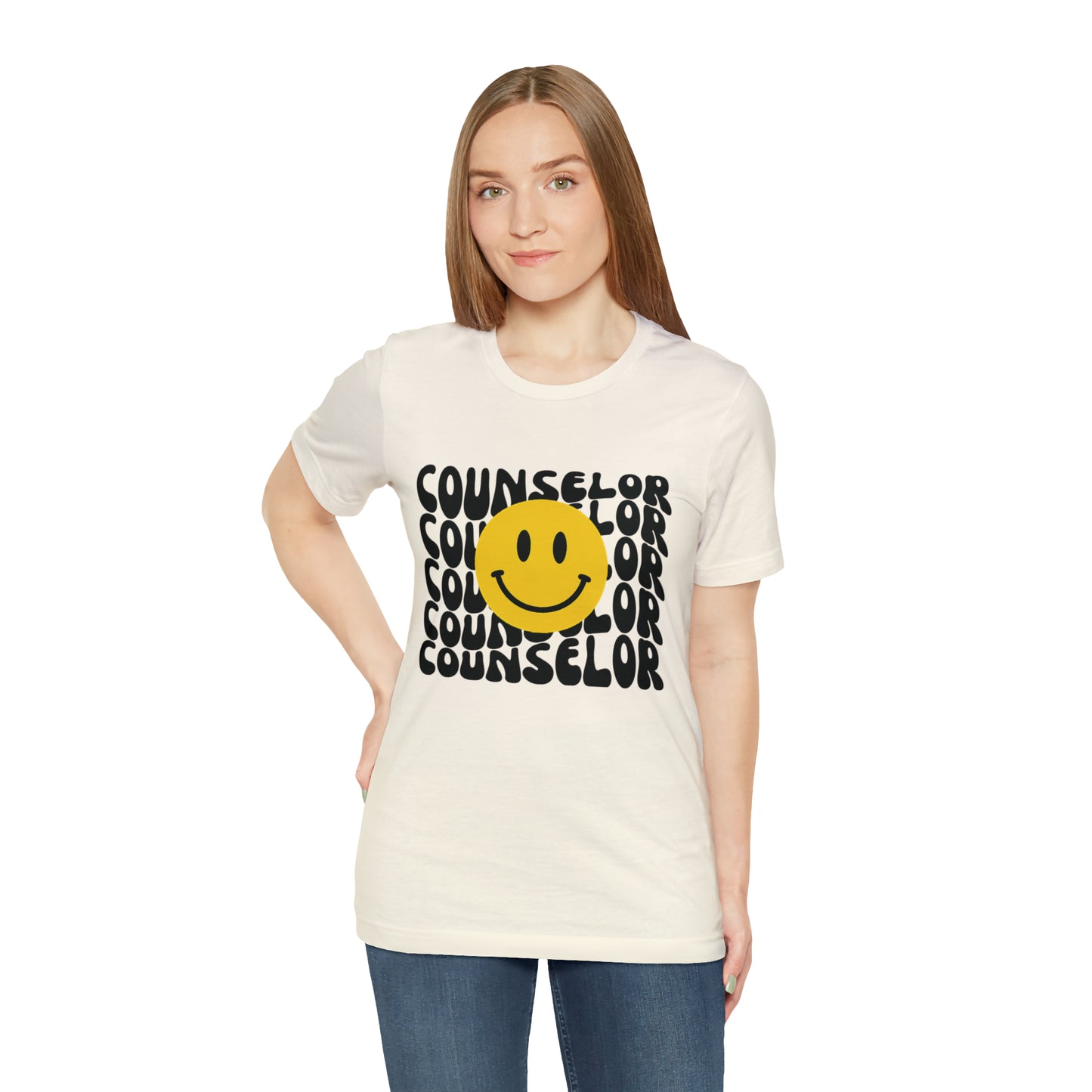 Happy Counselor Unisex Jersey Short Sleeve Tee in Black