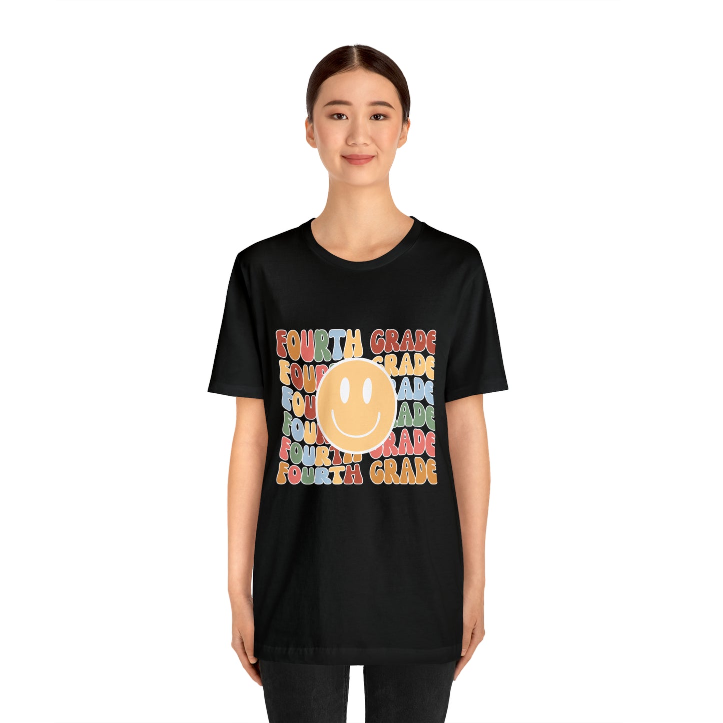 Fourth Grade Smiley Retro Print Unisex Jersey Short Sleeve Tee