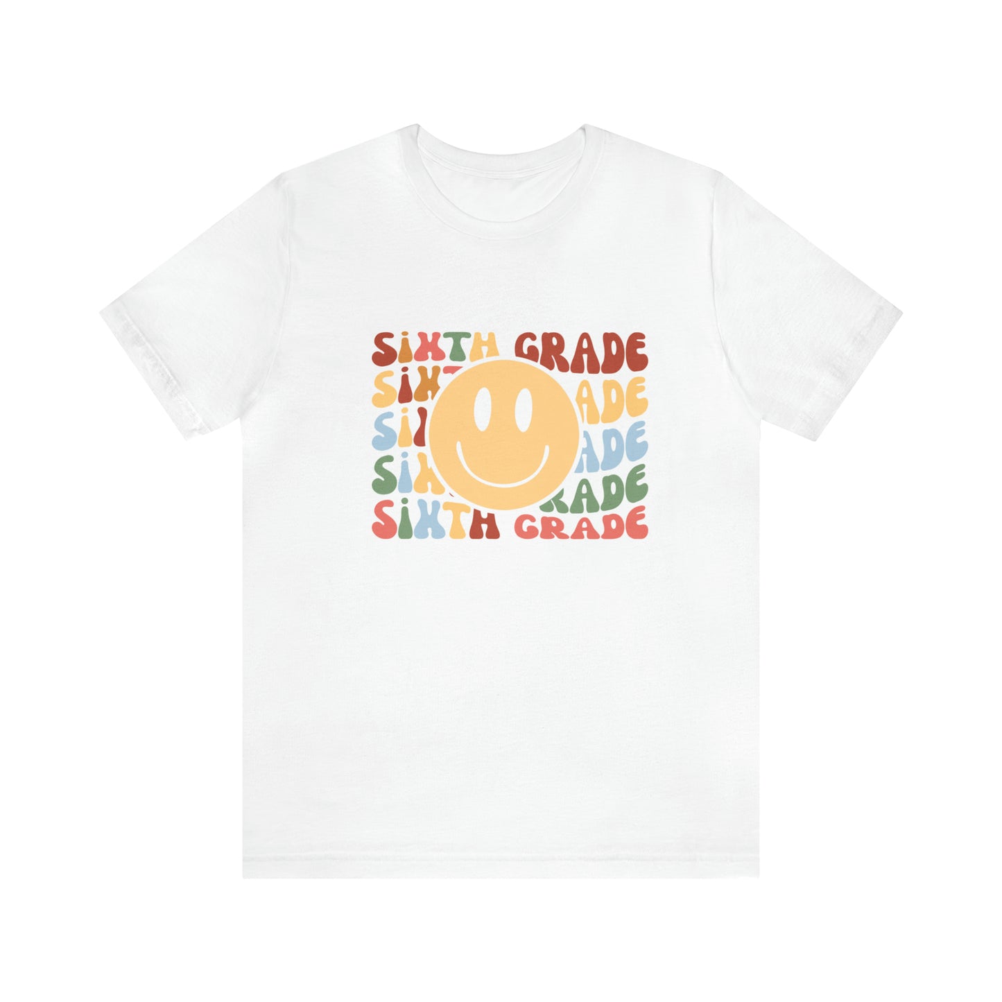 Sixth Grade Smiley Retro Print Unisex Jersey Short Sleeve Tee