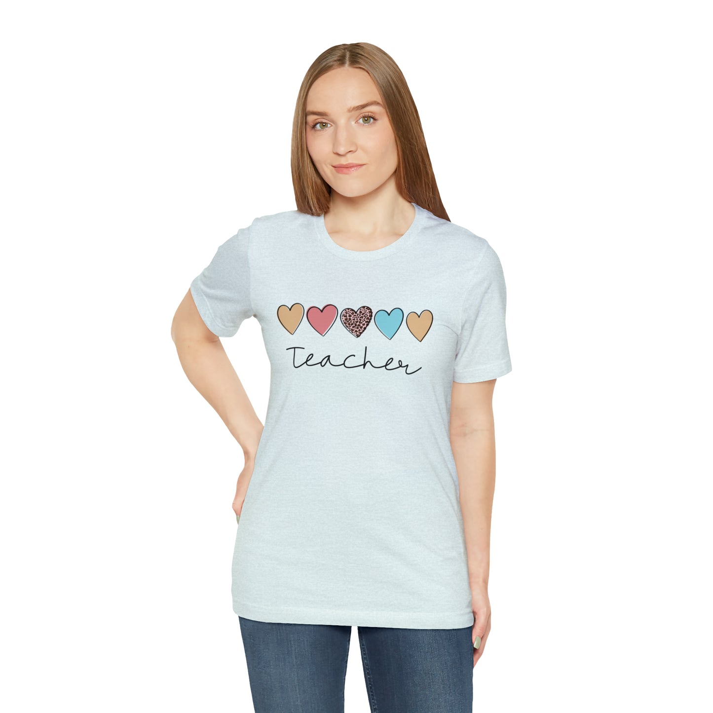 Teacher with Hearts Unisex Jersey Short Sleeve Tee