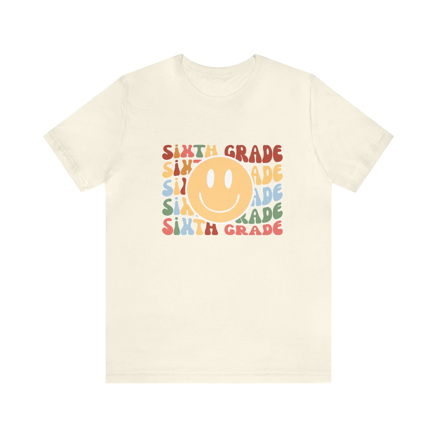Sixth Grade Smiley Retro Print Unisex Jersey Short Sleeve Tee