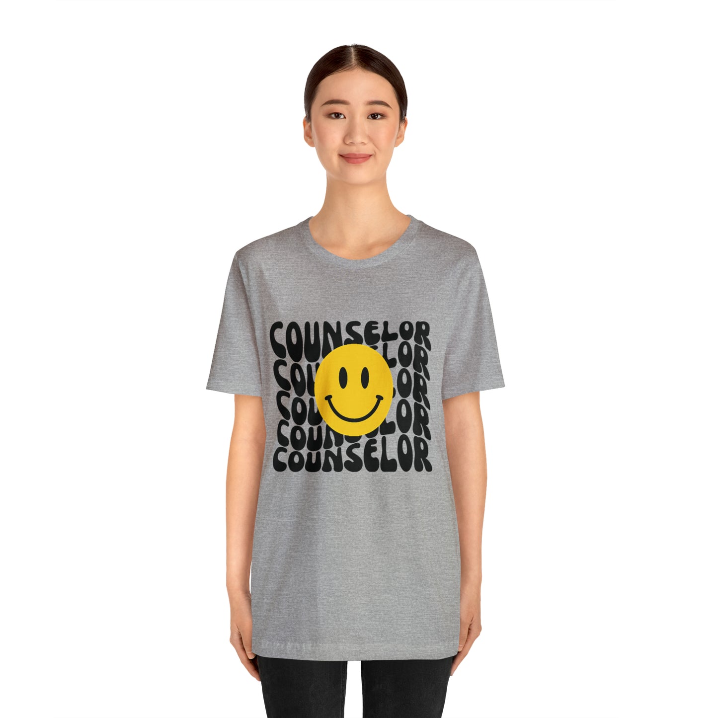Happy Counselor Unisex Jersey Short Sleeve Tee in Black