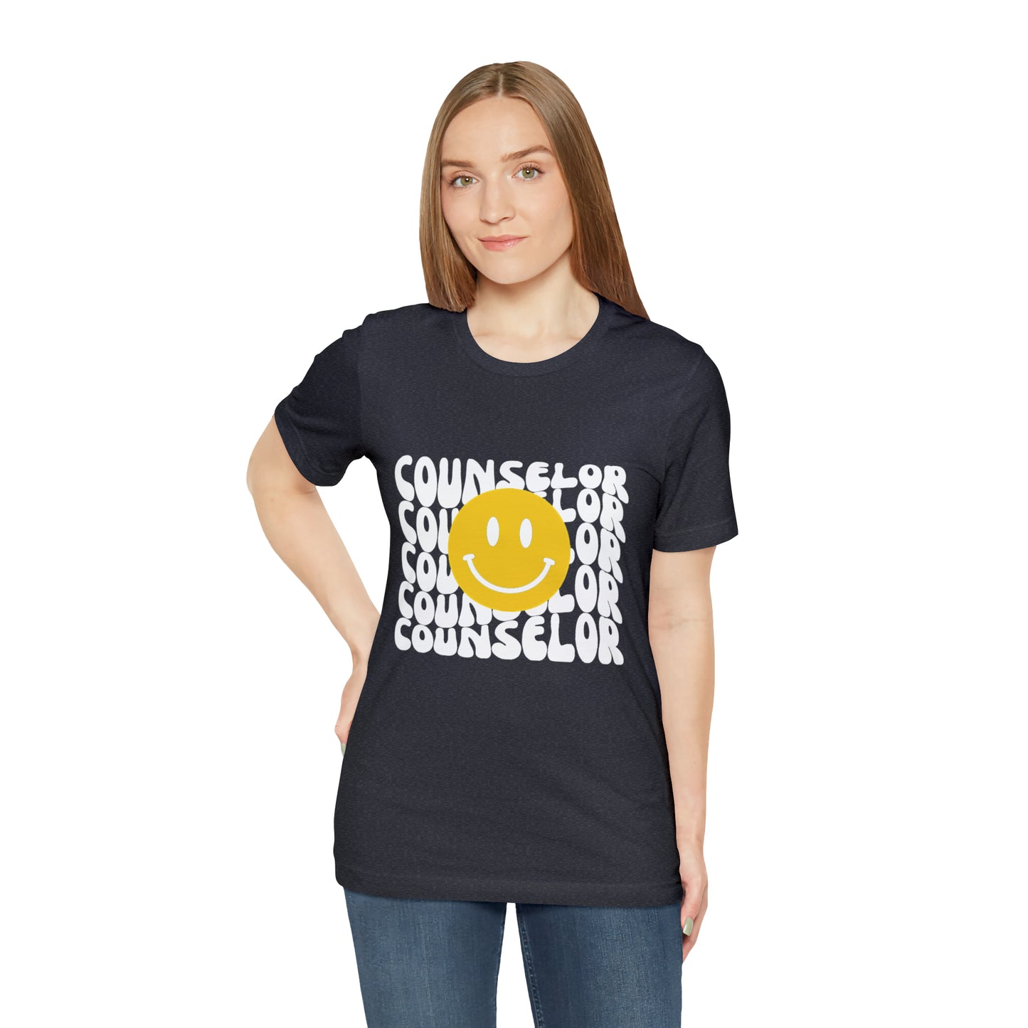 Happy Counselor Unisex Jersey Short Sleeve Tee in White