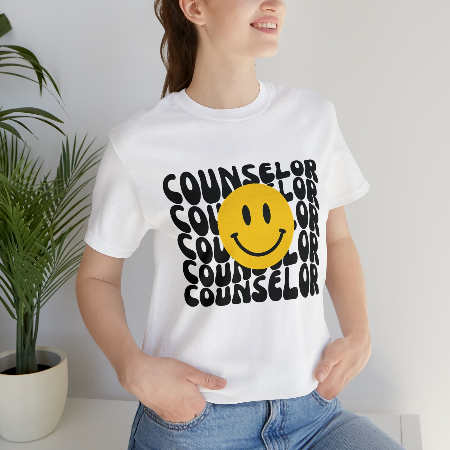 Happy Counselor Unisex Jersey Short Sleeve Tee in Black