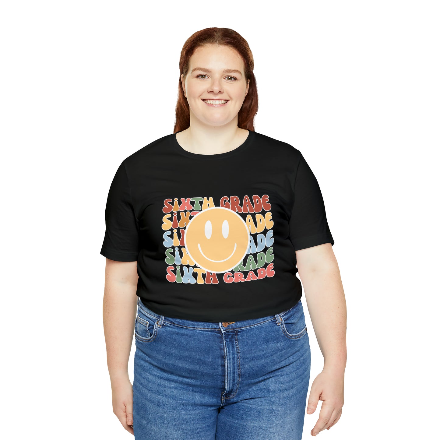 Sixth Grade Smiley Retro Print Unisex Jersey Short Sleeve Tee