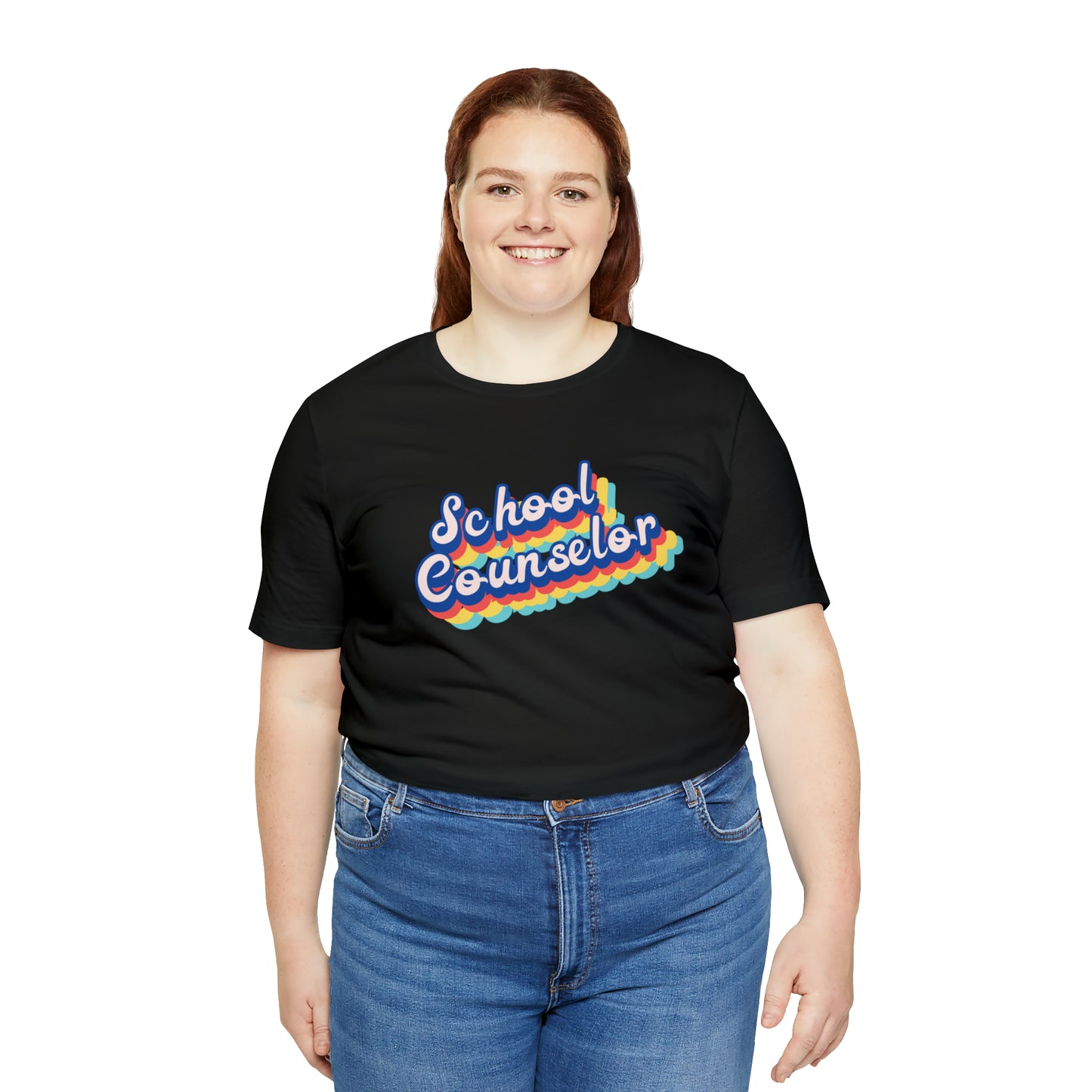 School Counselor Retro Cursive Unisex Jersey Short Sleeve Tee