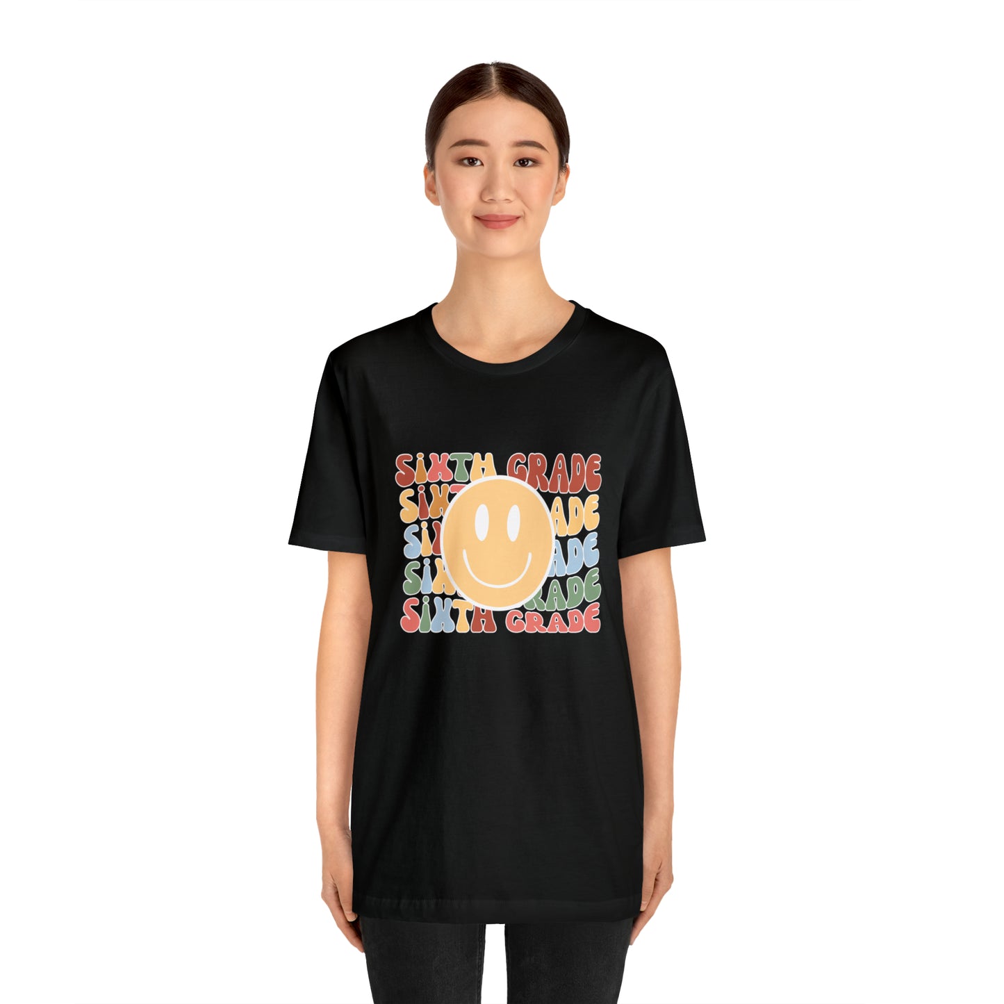 Sixth Grade Smiley Retro Print Unisex Jersey Short Sleeve Tee