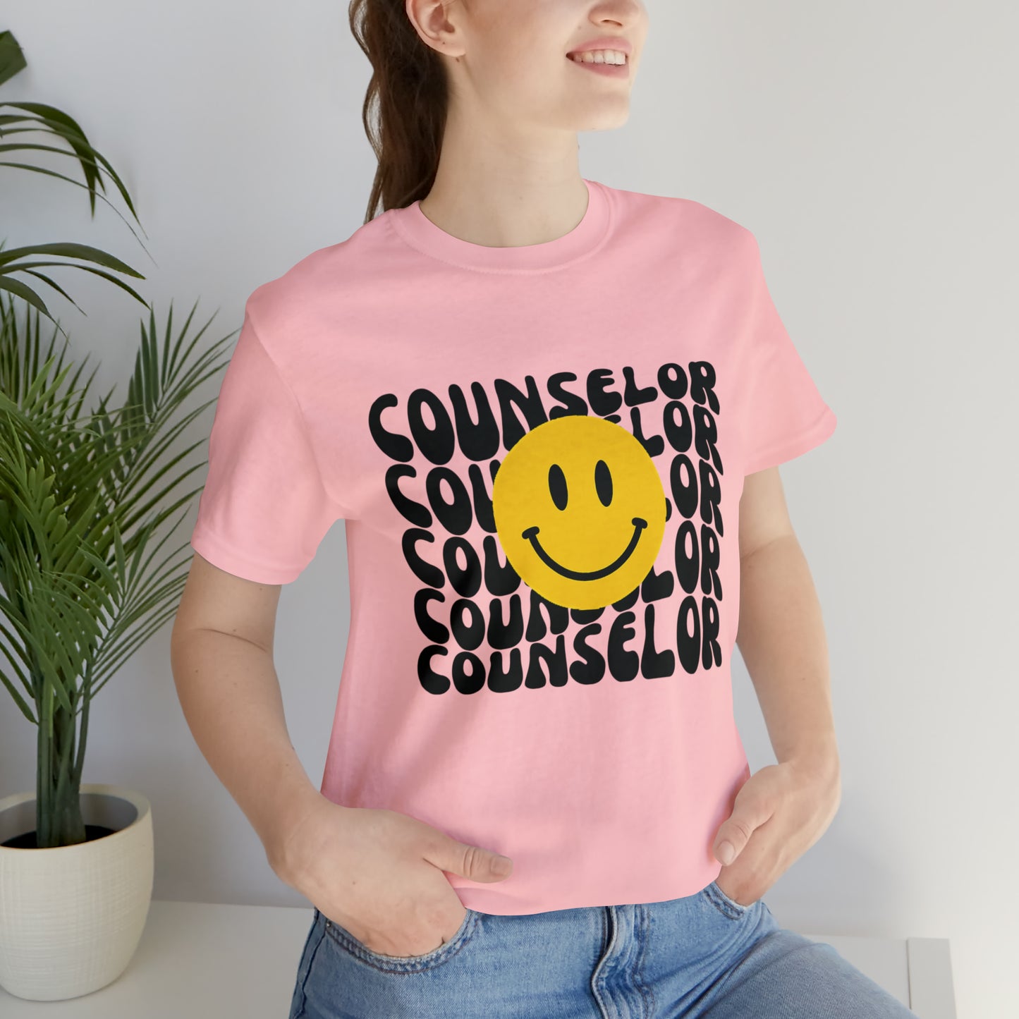 Happy Counselor Unisex Jersey Short Sleeve Tee in Black