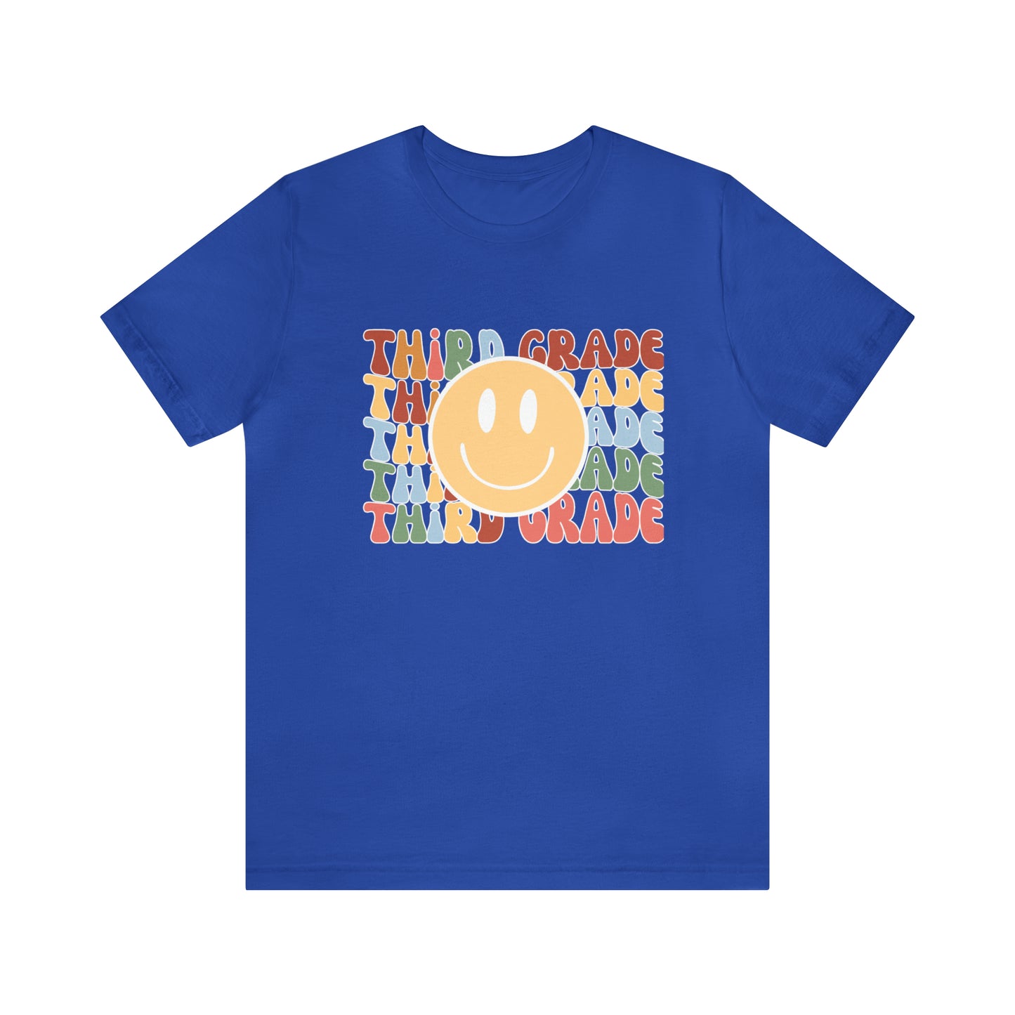 Third Grade Smiley Retro Print Unisex Jersey Short Sleeve Tee