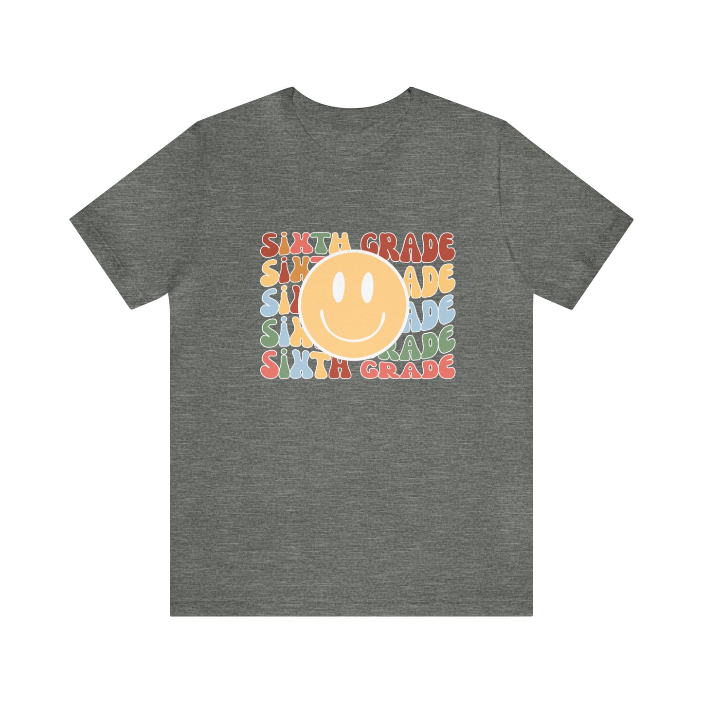 Sixth Grade Smiley Retro Print Unisex Jersey Short Sleeve Tee