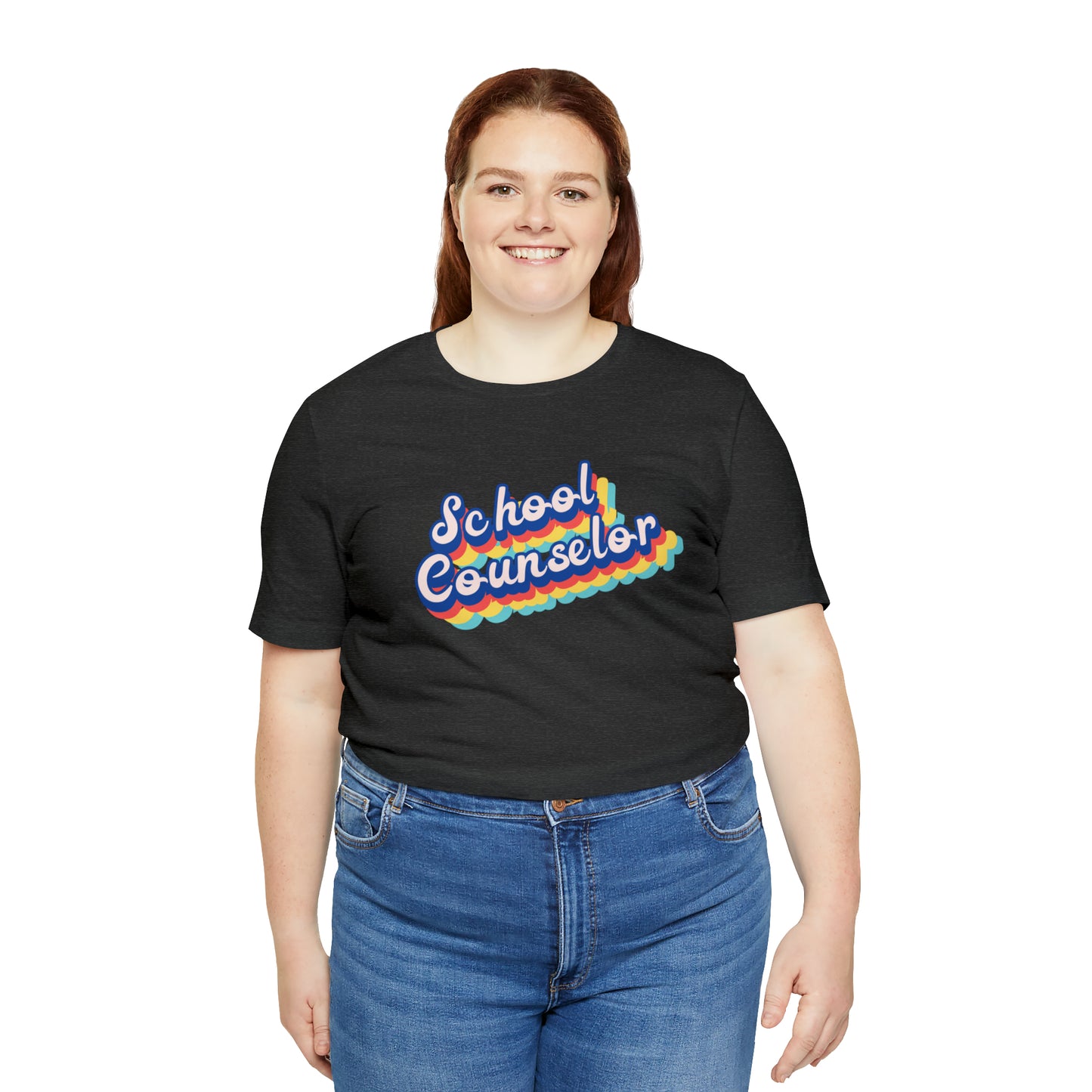School Counselor Retro Cursive Unisex Jersey Short Sleeve Tee