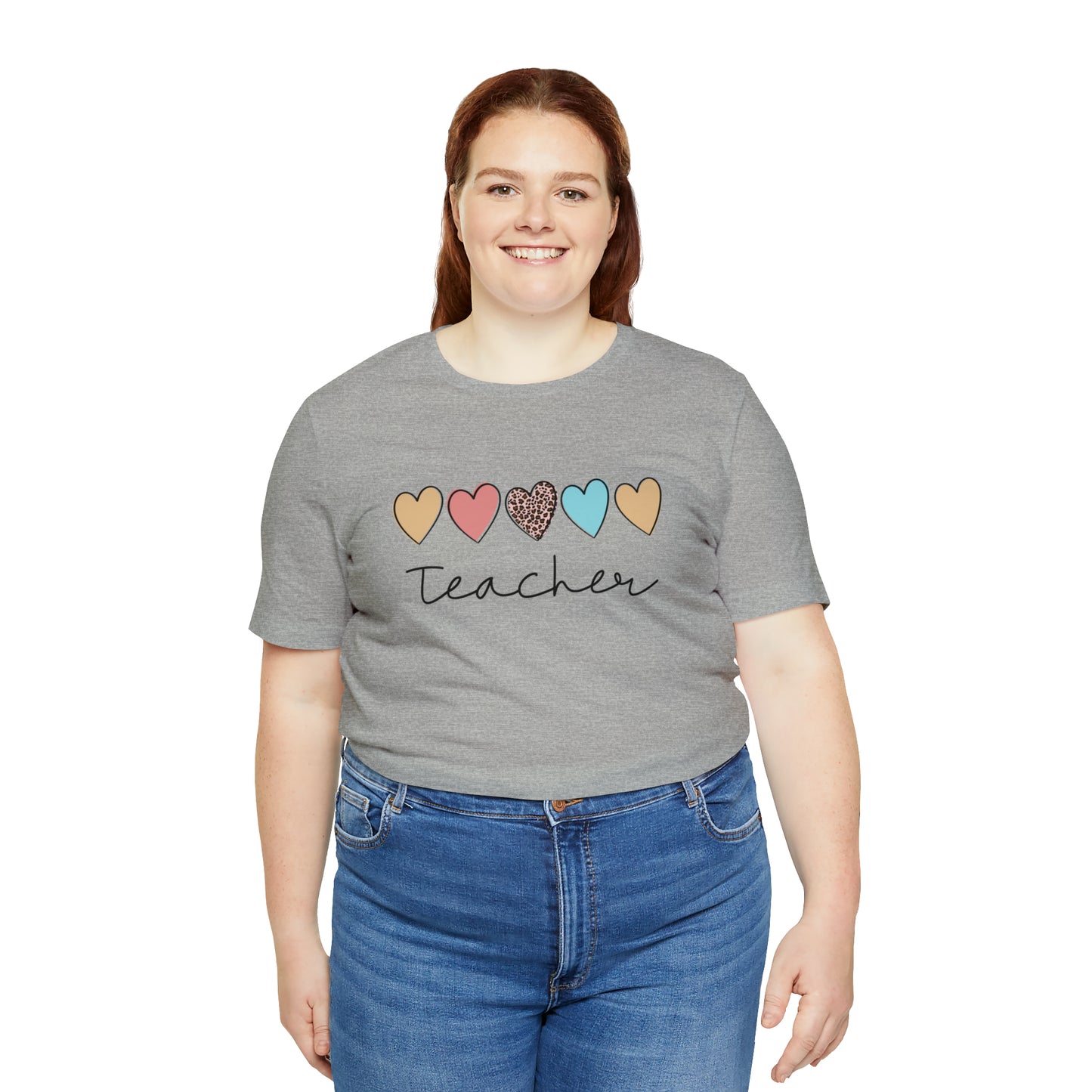 Teacher with Hearts Unisex Jersey Short Sleeve Tee