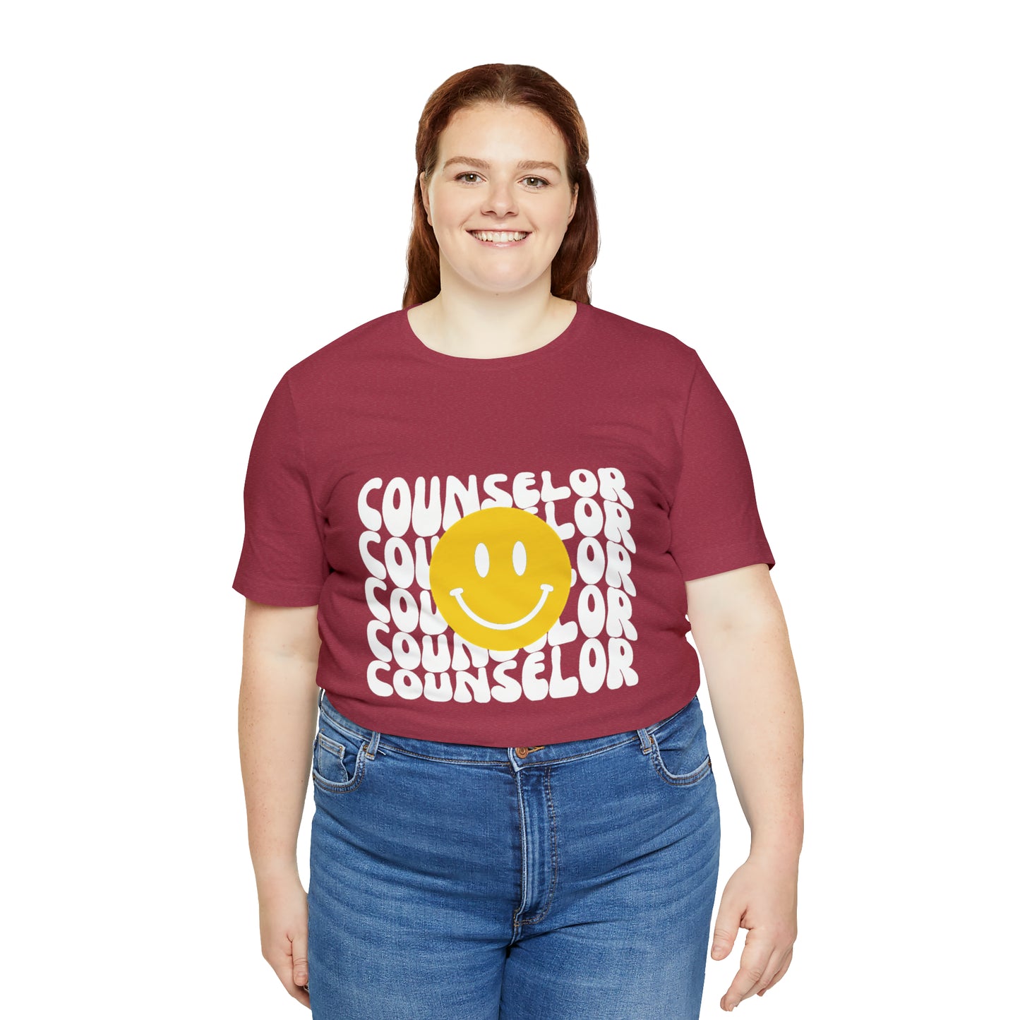 Happy Counselor Unisex Jersey Short Sleeve Tee in White