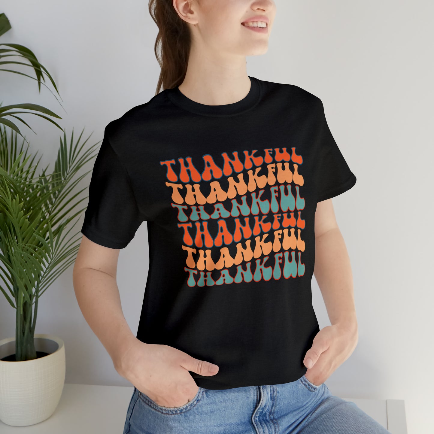 Thankful Retro Print Unisex Jersey Short Sleeve Tee