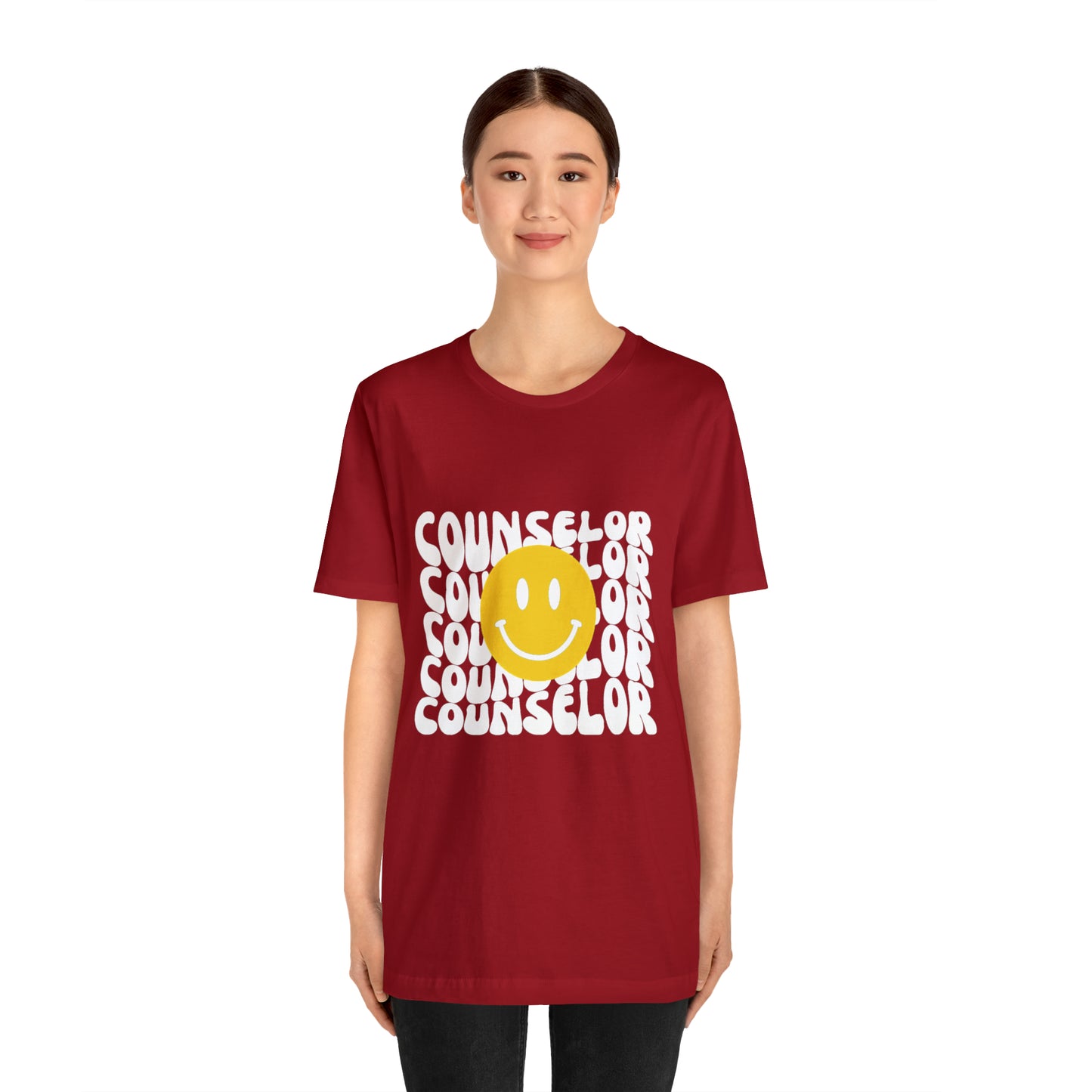 Happy Counselor Unisex Jersey Short Sleeve Tee in White