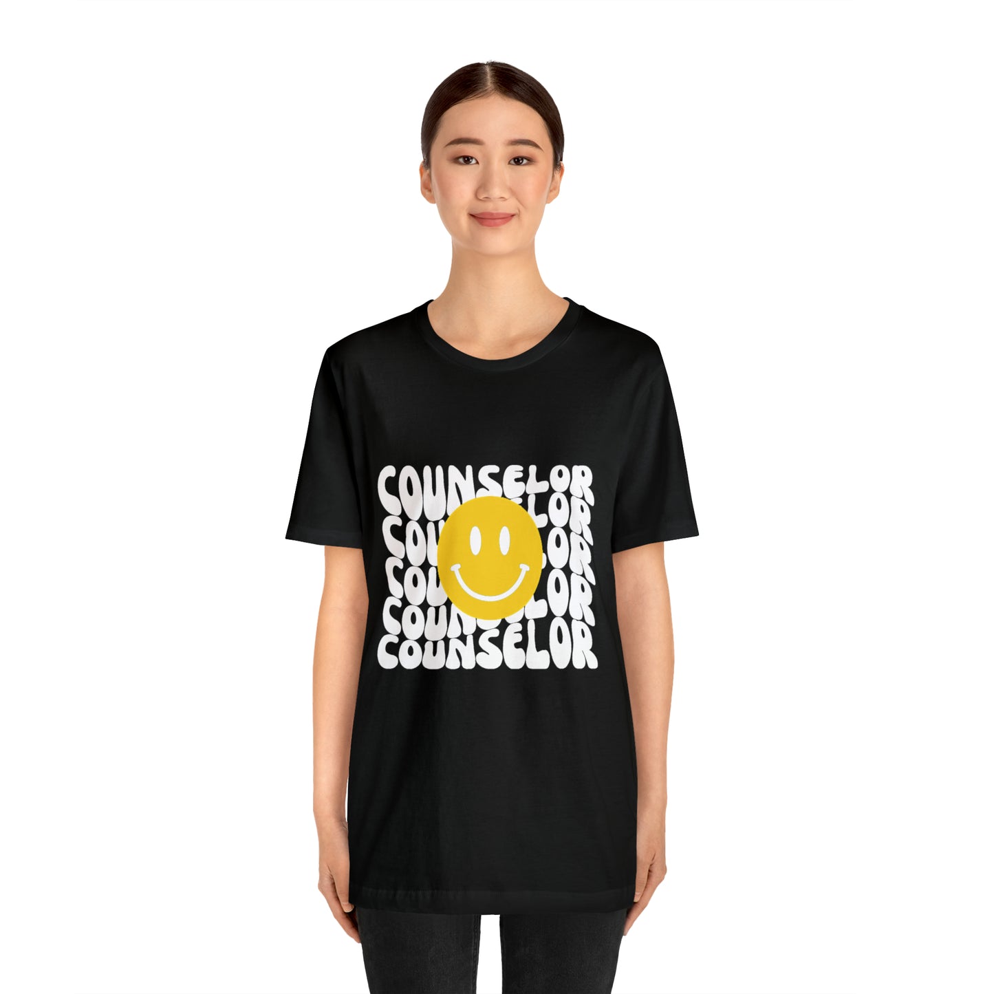 Happy Counselor Unisex Jersey Short Sleeve Tee in White