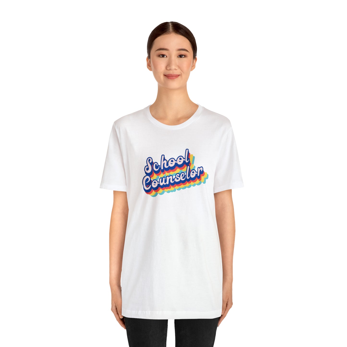 School Counselor Retro Cursive Unisex Jersey Short Sleeve Tee