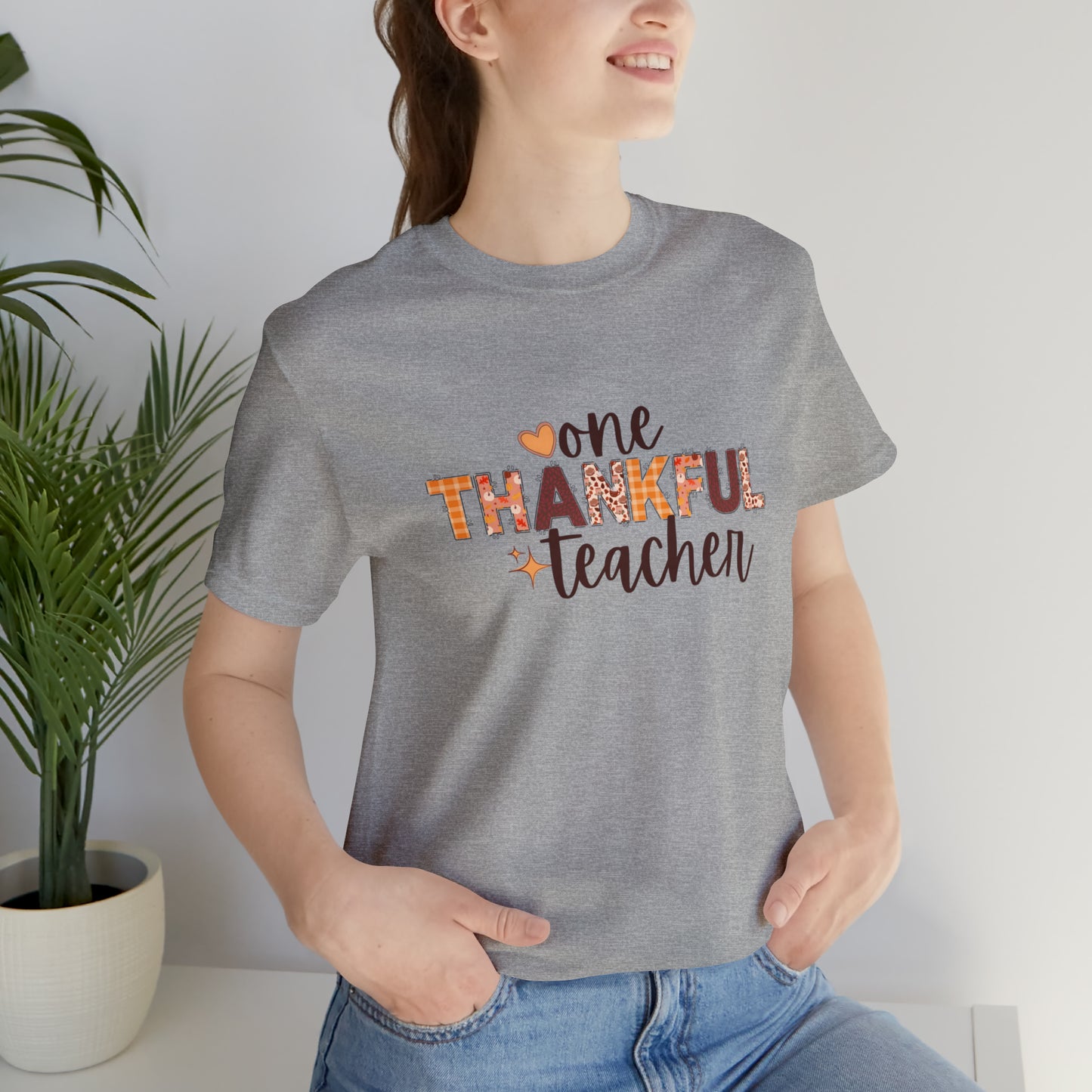 One Thankful Teacher Printed Unisex Jersey Short Sleeve Tee