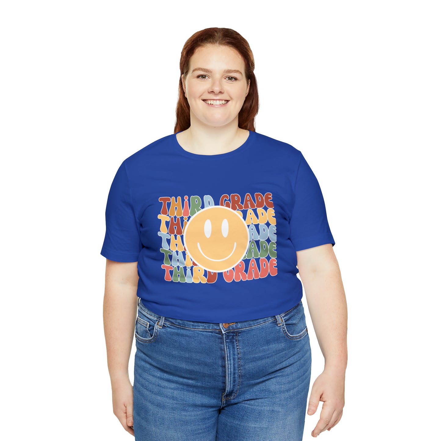 Third Grade Smiley Retro Print Unisex Jersey Short Sleeve Tee