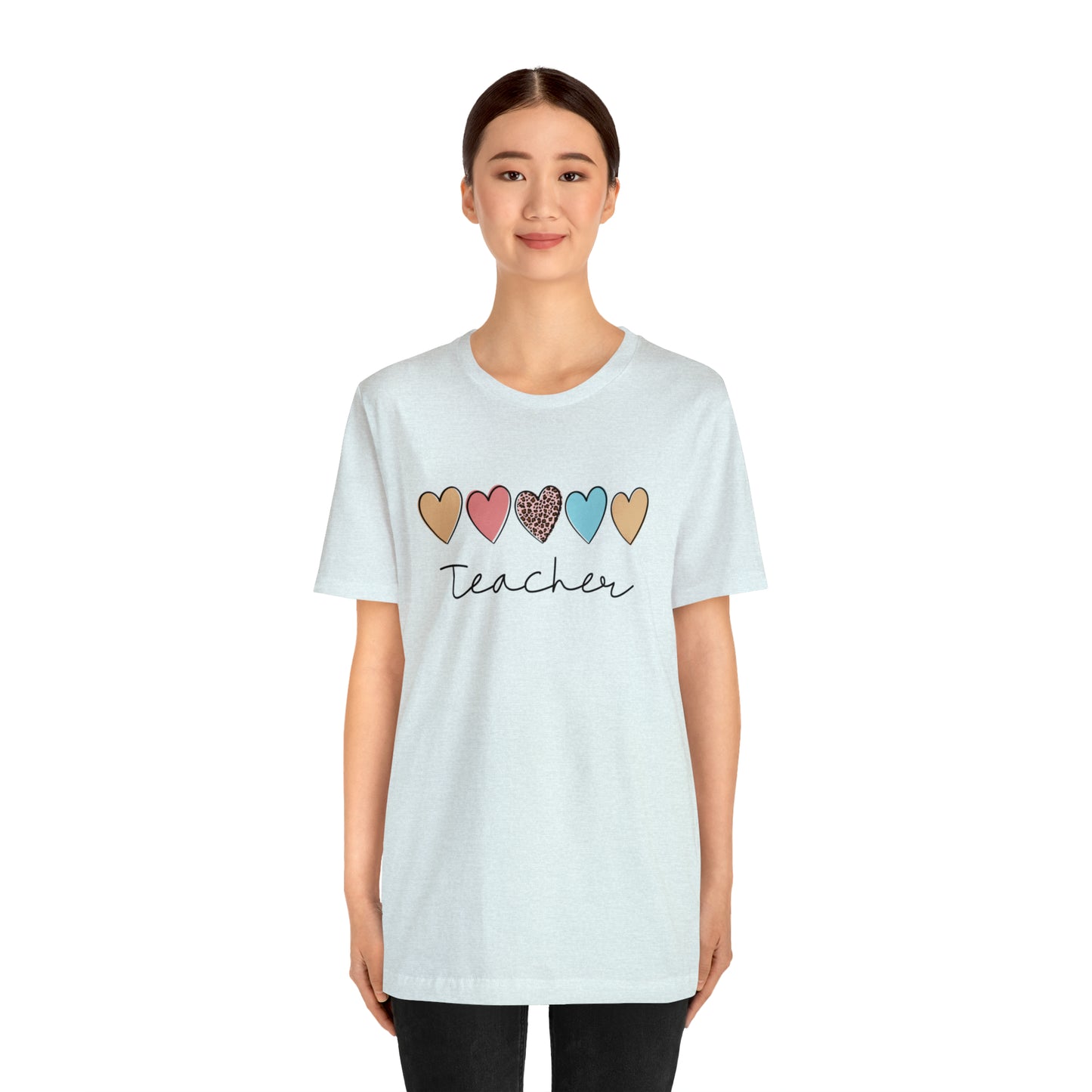 Teacher with Hearts Unisex Jersey Short Sleeve Tee